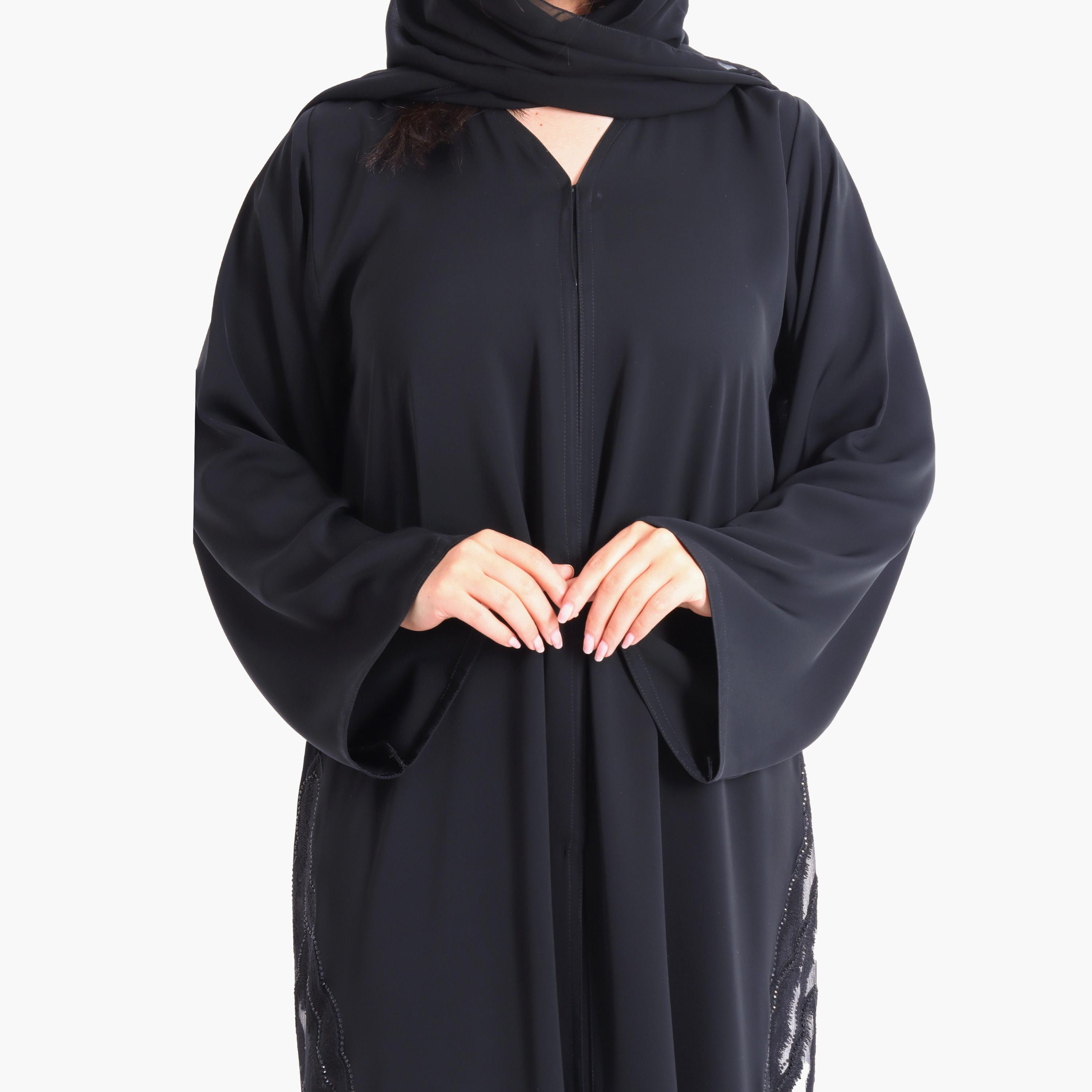 IKKXA Crystal Detail Abaya with Hijab-women-arabicclothing-abayas-image-2