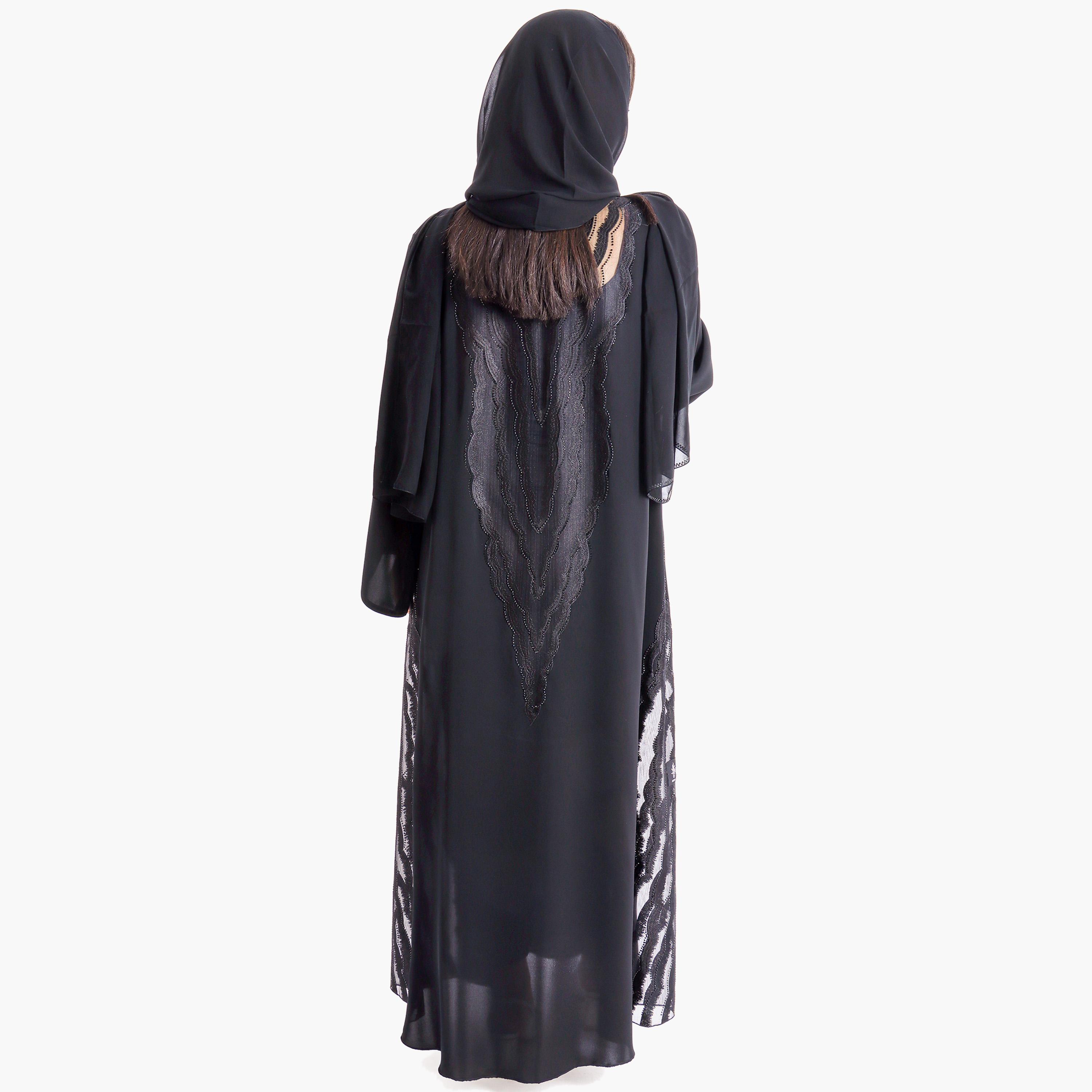 عباية إيككسا ذات مزين بكريستال مع حجاب-women-arabicclothing-abayas-image-4