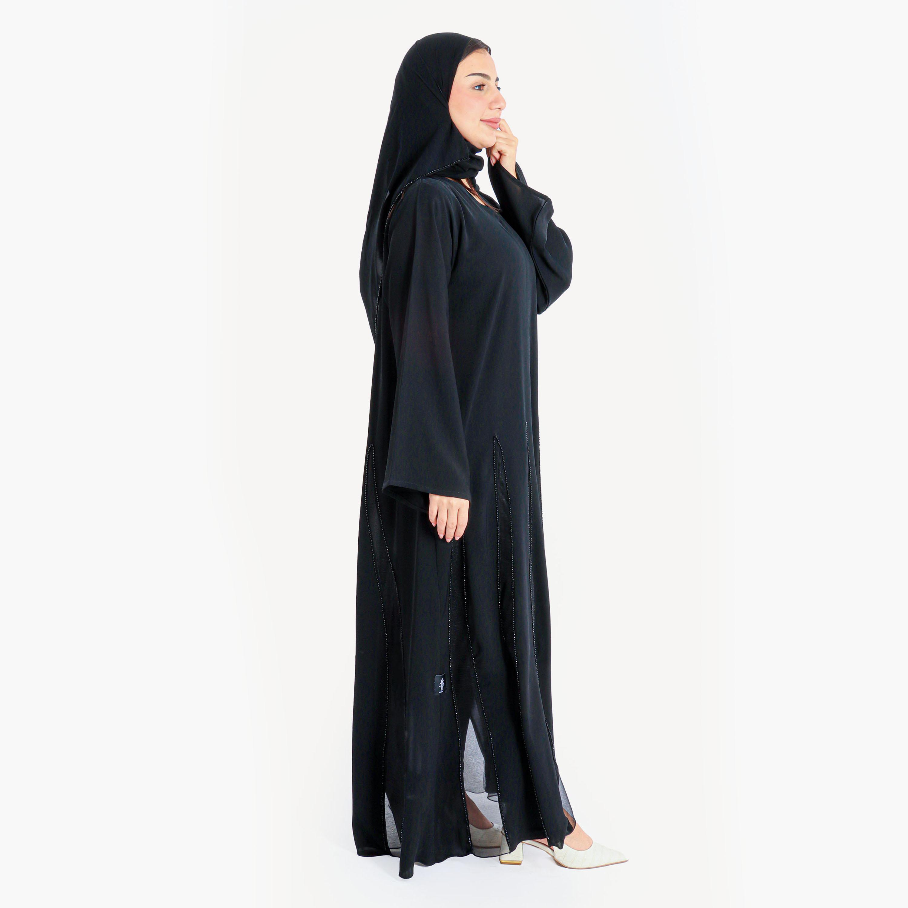 IKKXA Crystal Detail Abaya with Hijab-women-arabicclothing-abayas-image-3