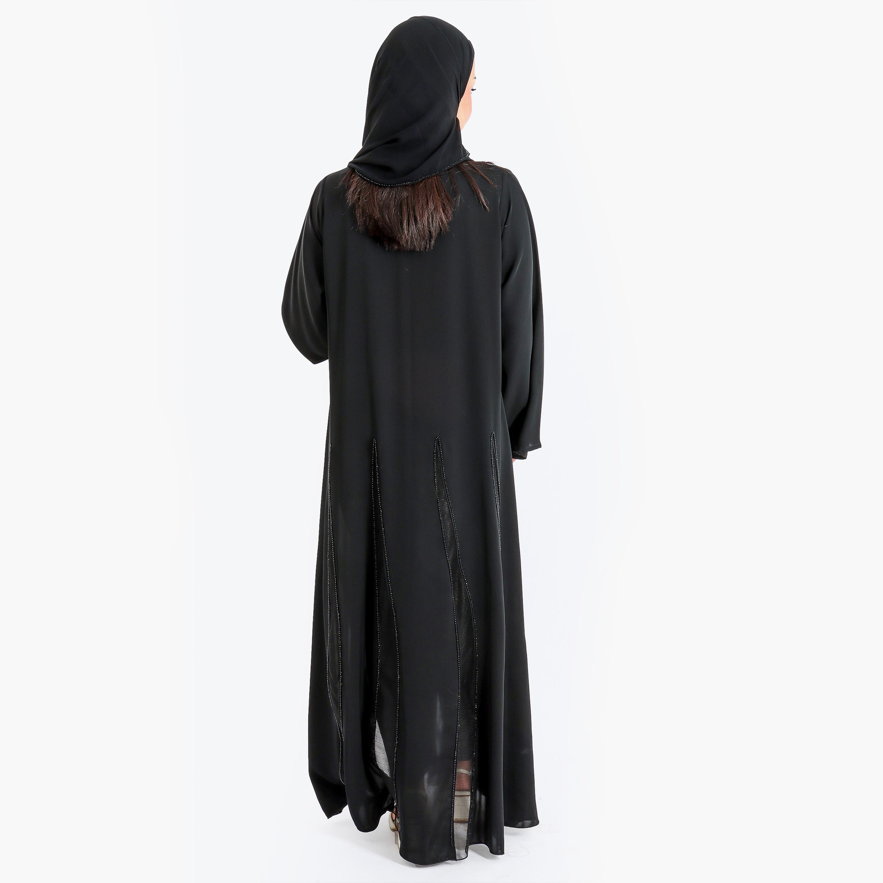 عباية إيككسا ذات مزين بكريستال مع حجاب-women-arabicclothing-abayas-image-4