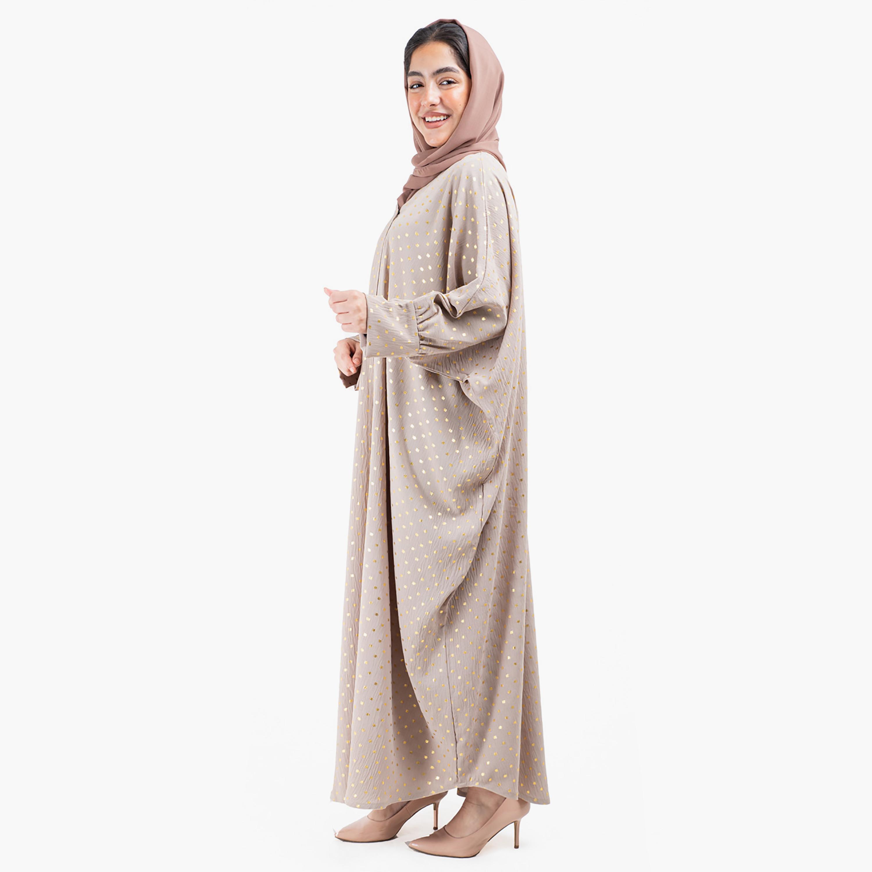 IKKXA All-Over Printed Abaya with Matching Sheila-women-arabicclothing-abayas-image-3