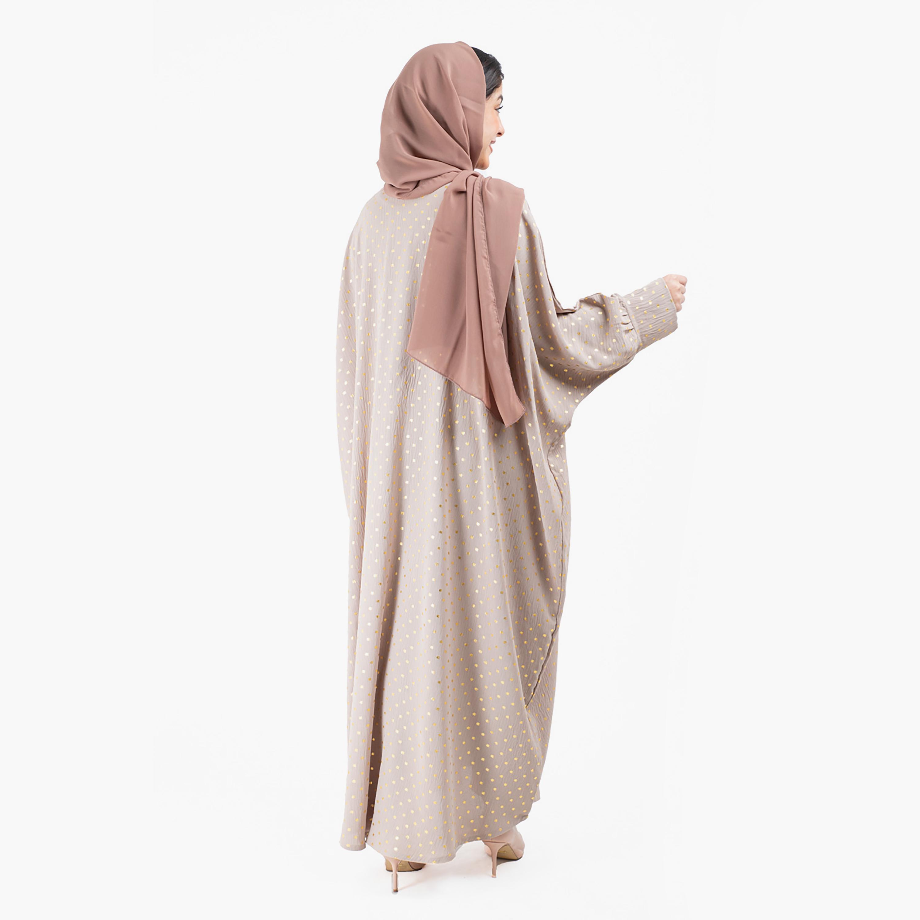 عباية مطبوعة ذات آل اوفر مع شيلة مطابقة من إيككسا-women-arabicclothing-abayas-image-4