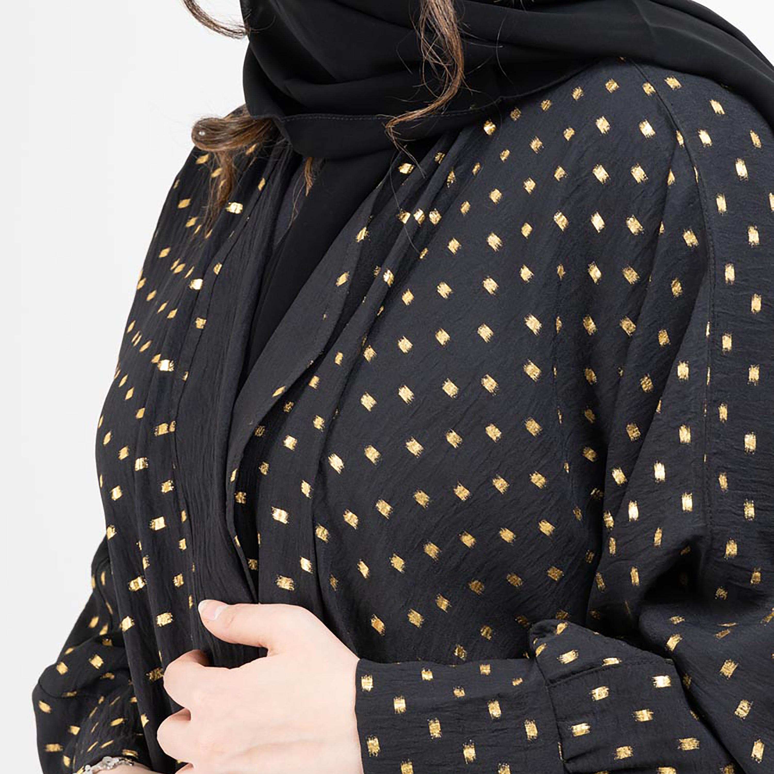 عباية مطبوعة ذات آل اوفر مع شيلة مطابقة من إيككسا-women-arabicclothing-abayas-image-7