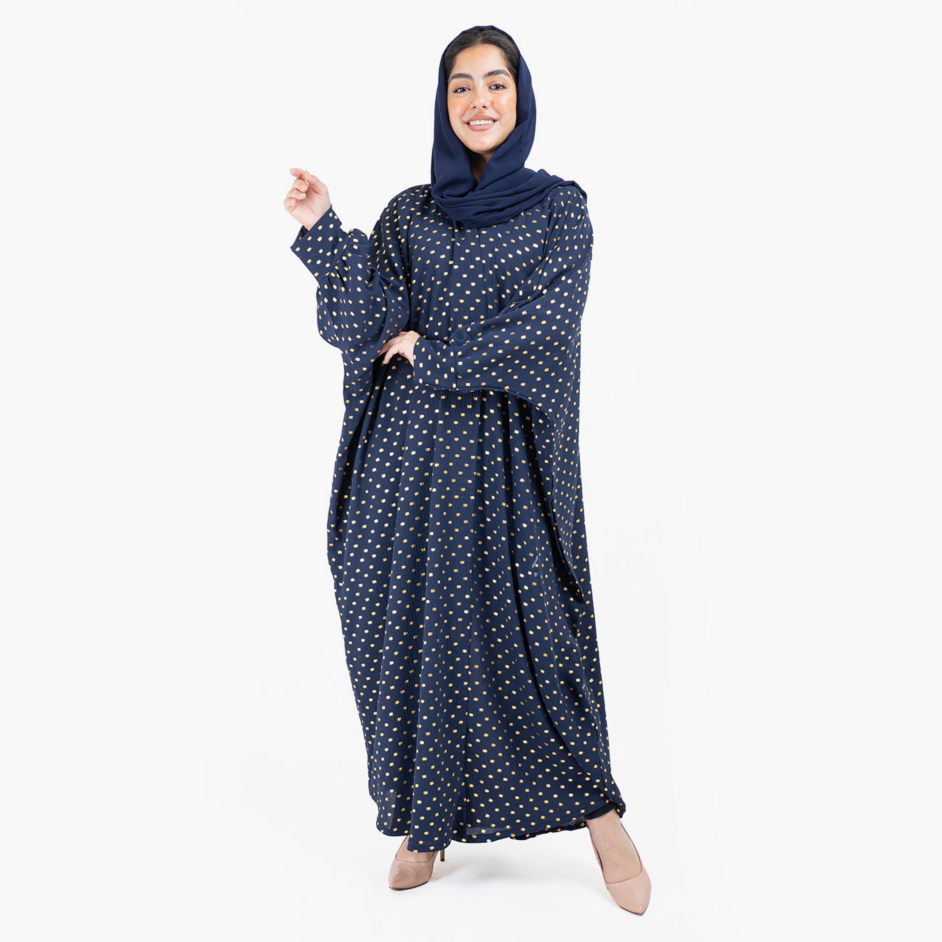 عباية مطبوعة ذات آل اوفر مع شيلة مطابقة من إيككسا-women-arabicclothing-abayas-image-9