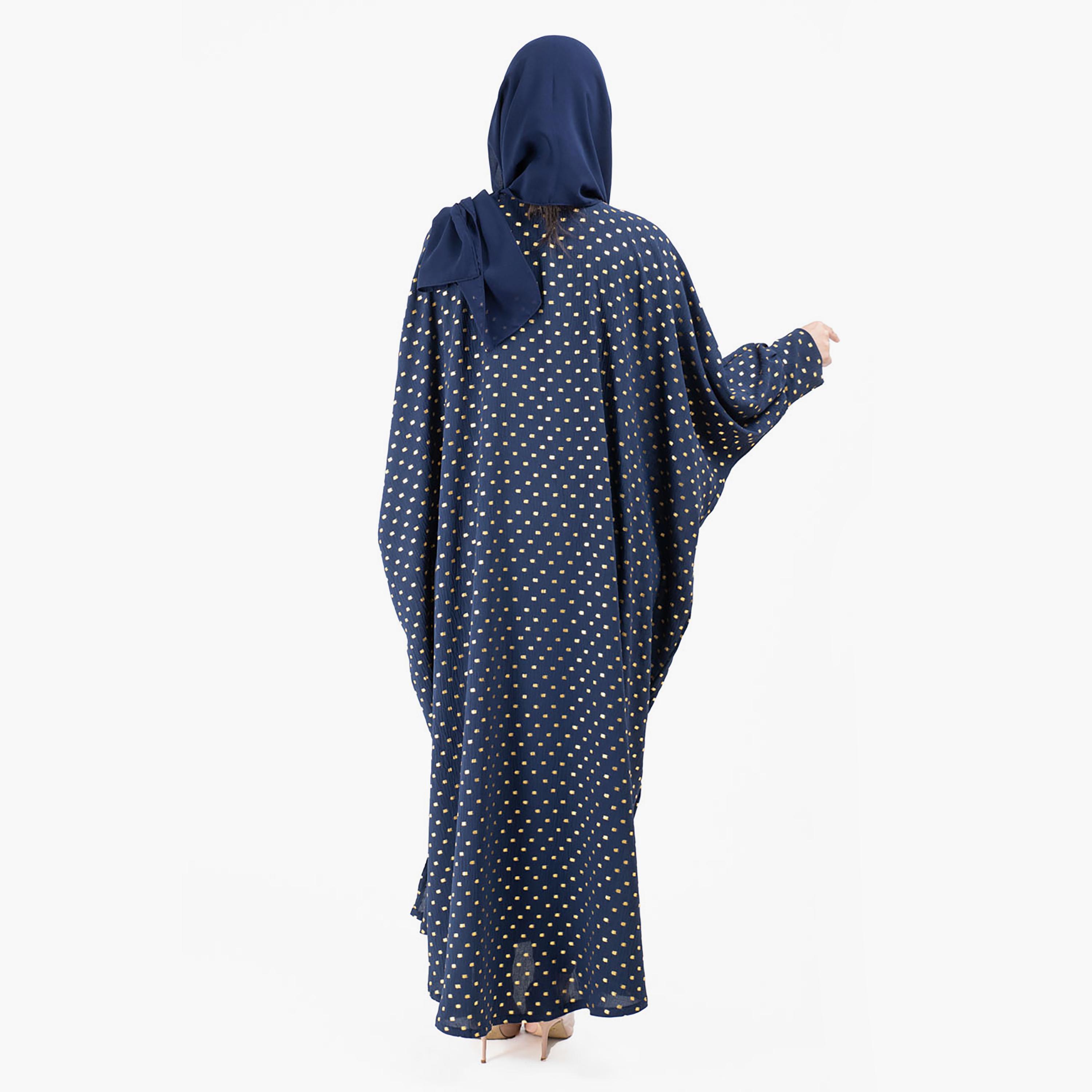 عباية مطبوعة ذات آل اوفر مع شيلة مطابقة من إيككسا-women-arabicclothing-abayas-image-12