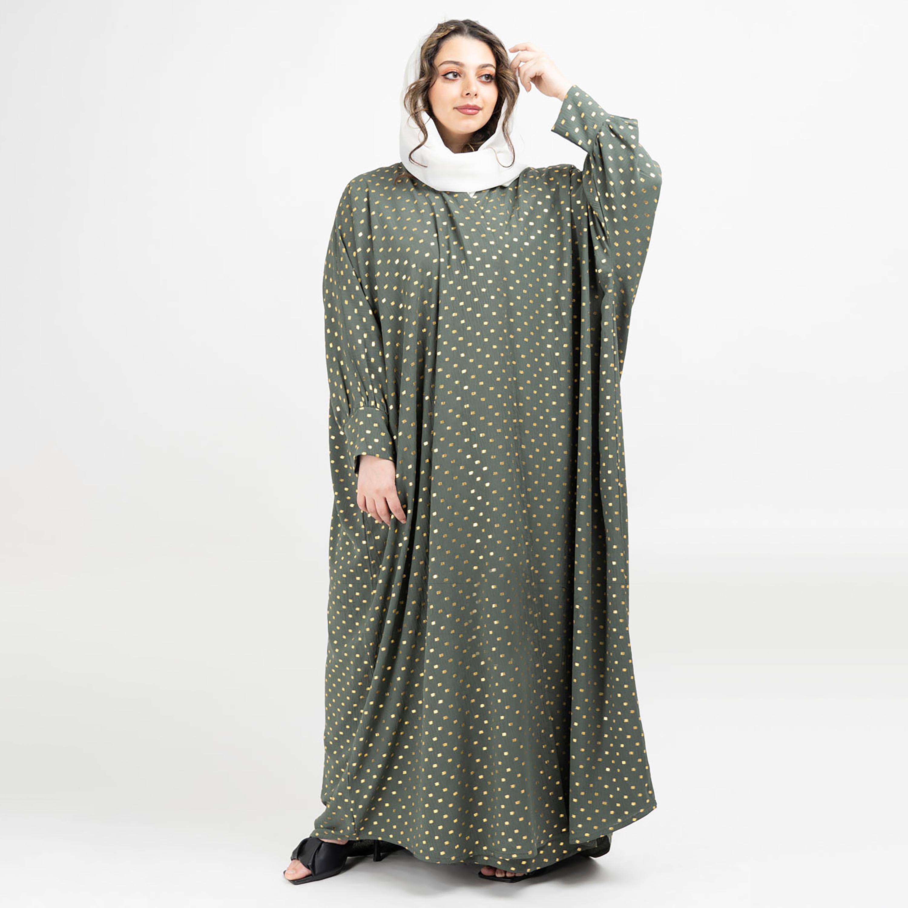 عباية مطبوعة ذات آل اوفر مع شيلة مطابقة من إيككسا-women-arabicclothing-abayas-image-13