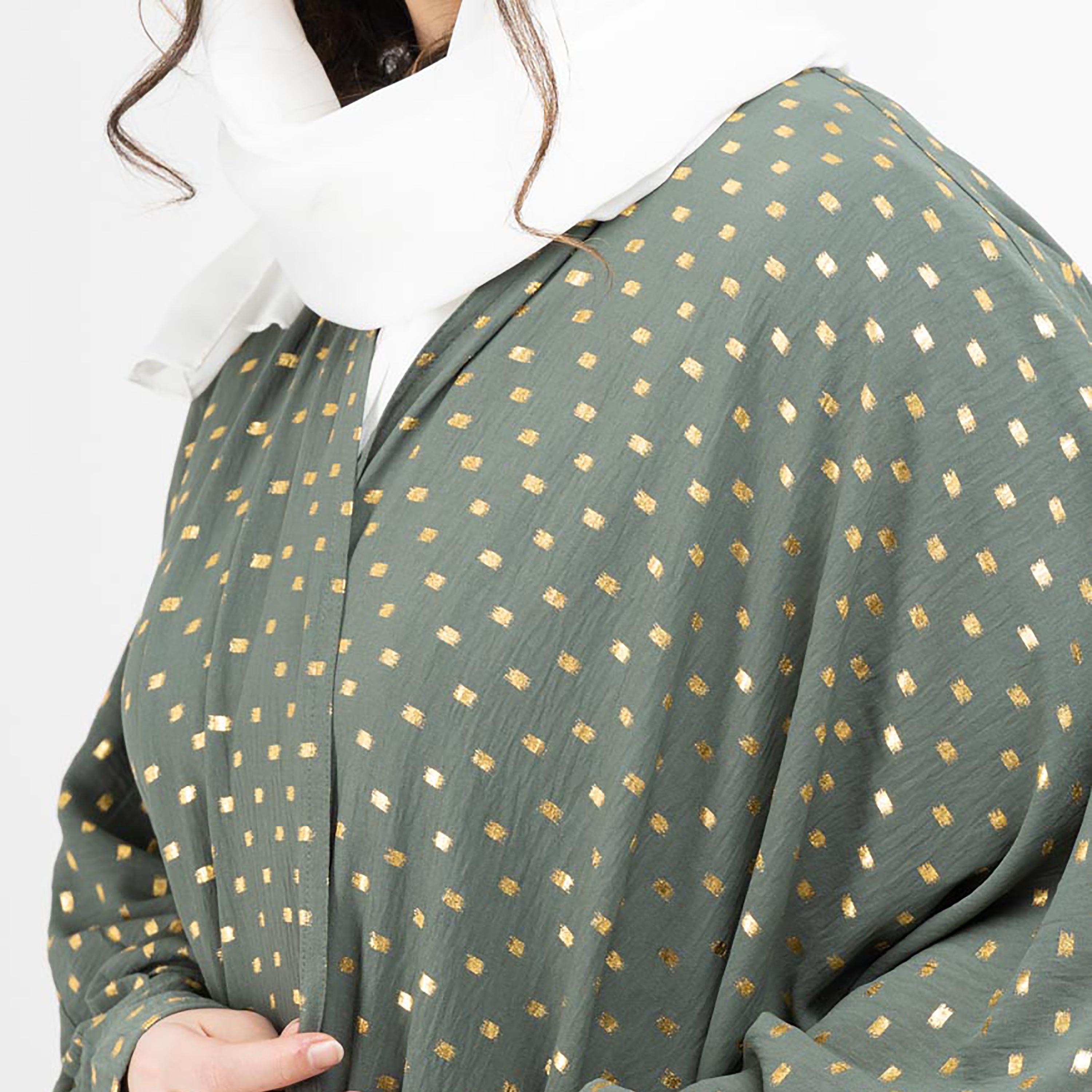 عباية مطبوعة ذات آل اوفر مع شيلة مطابقة من إيككسا-women-arabicclothing-abayas-image-15