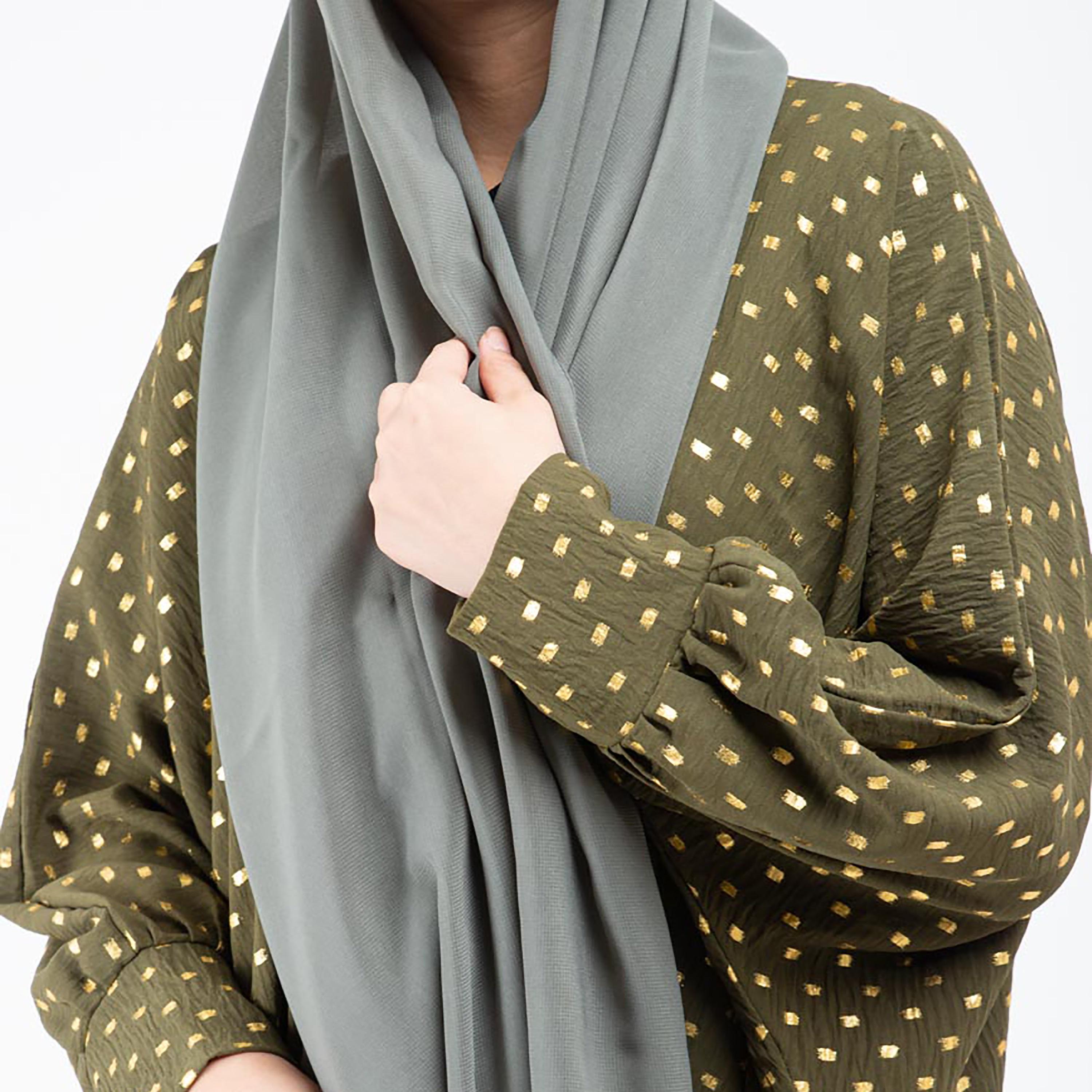 عباية مطبوعة ذات آل اوفر مع شيلة مطابقة من إيككسا-women-arabicclothing-abayas-image-22