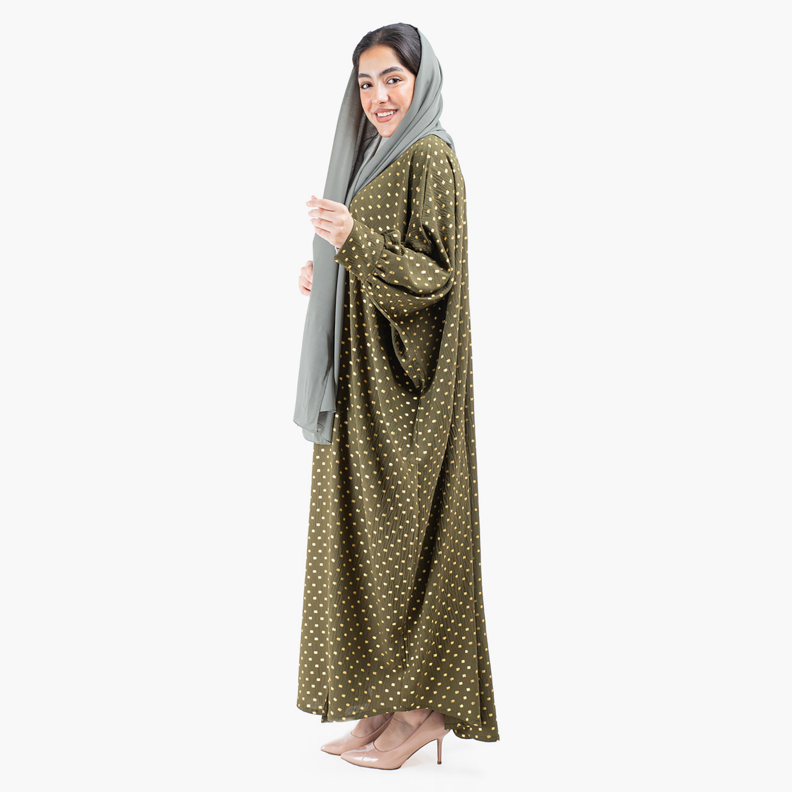 عباية مطبوعة ذات آل اوفر مع شيلة مطابقة من إيككسا-women-arabicclothing-abayas-image-23