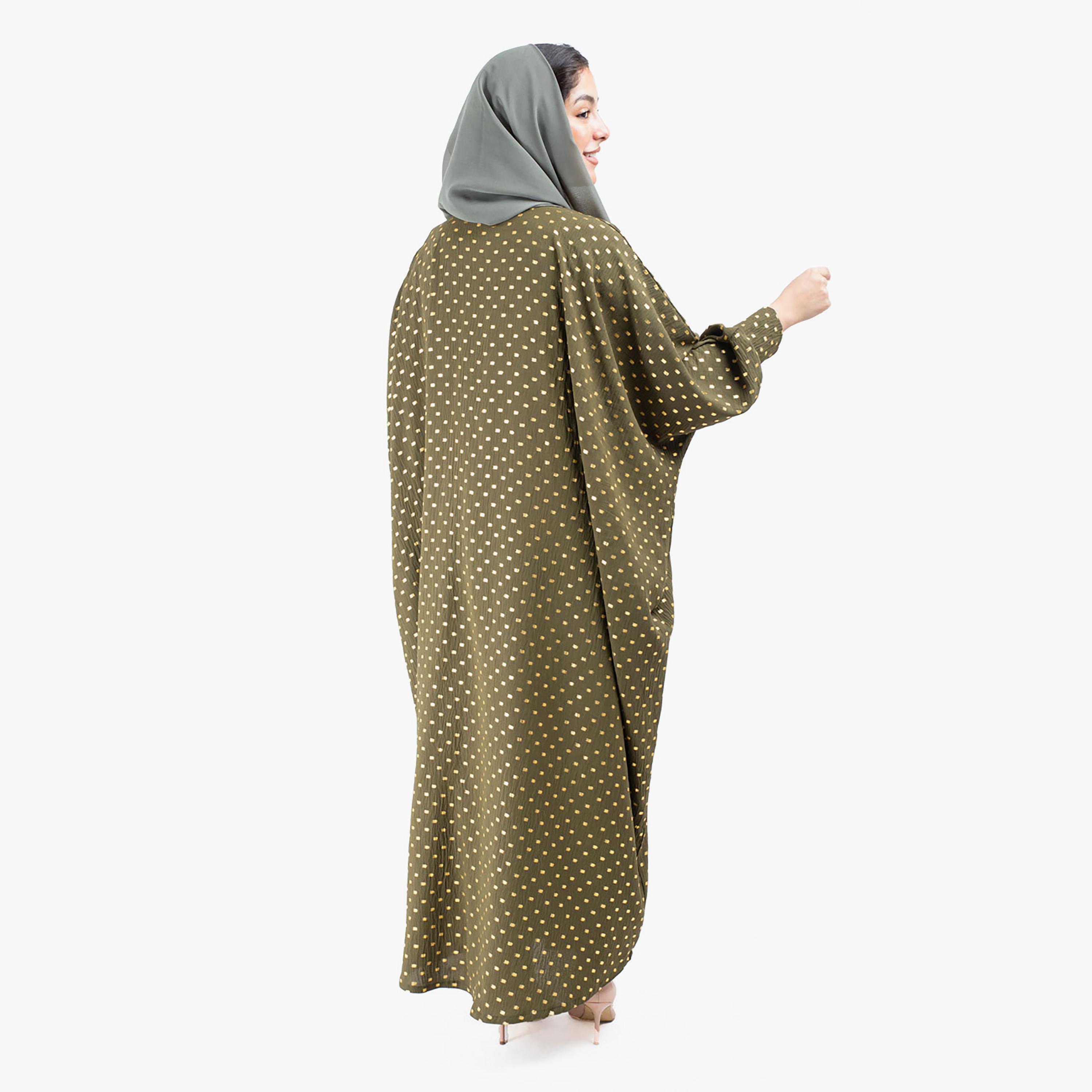 عباية مطبوعة ذات آل اوفر مع شيلة مطابقة من إيككسا-women-arabicclothing-abayas-image-24