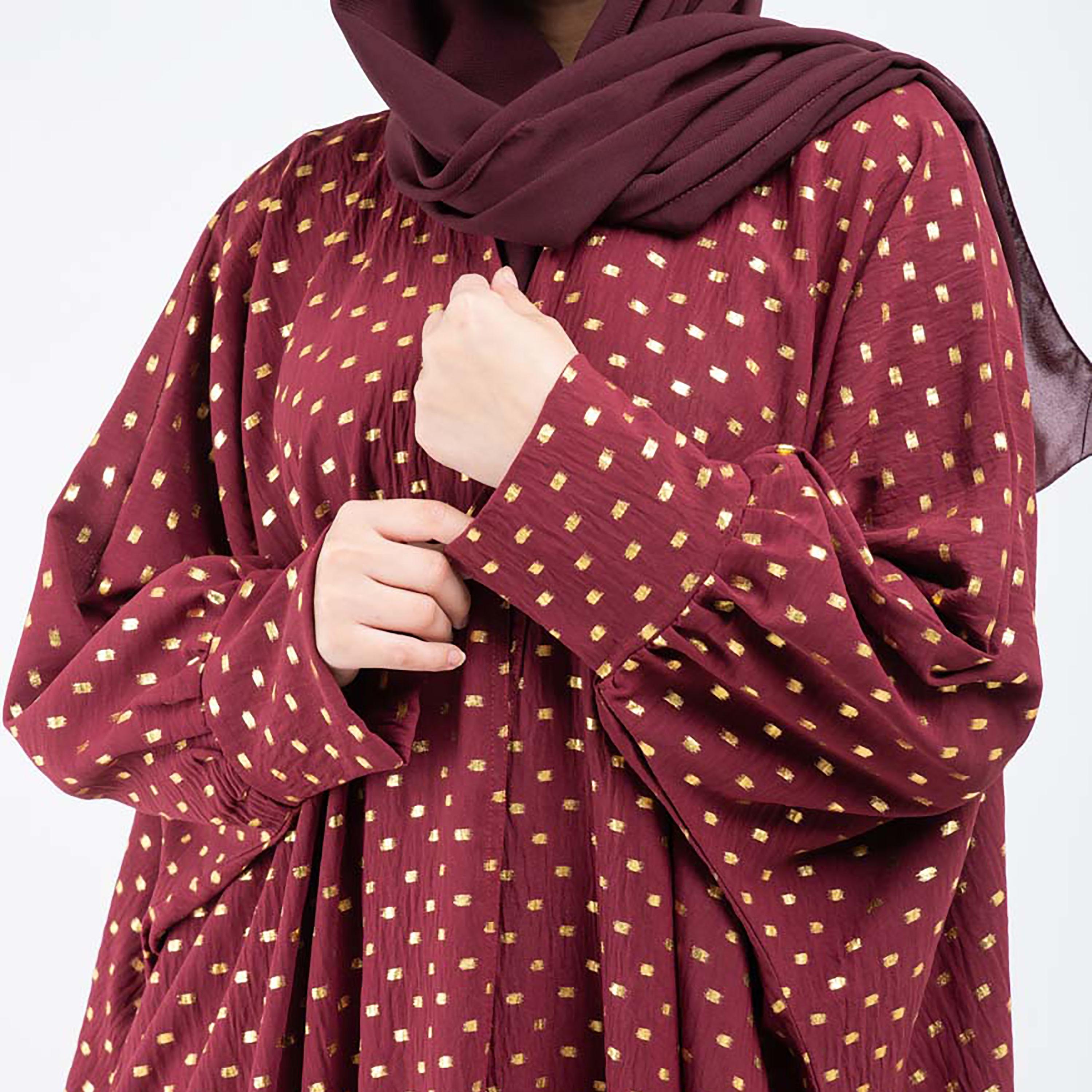 عباية مطبوعة ذات آل اوفر مع شيلة مطابقة من إيككسا-women-arabicclothing-abayas-image-26