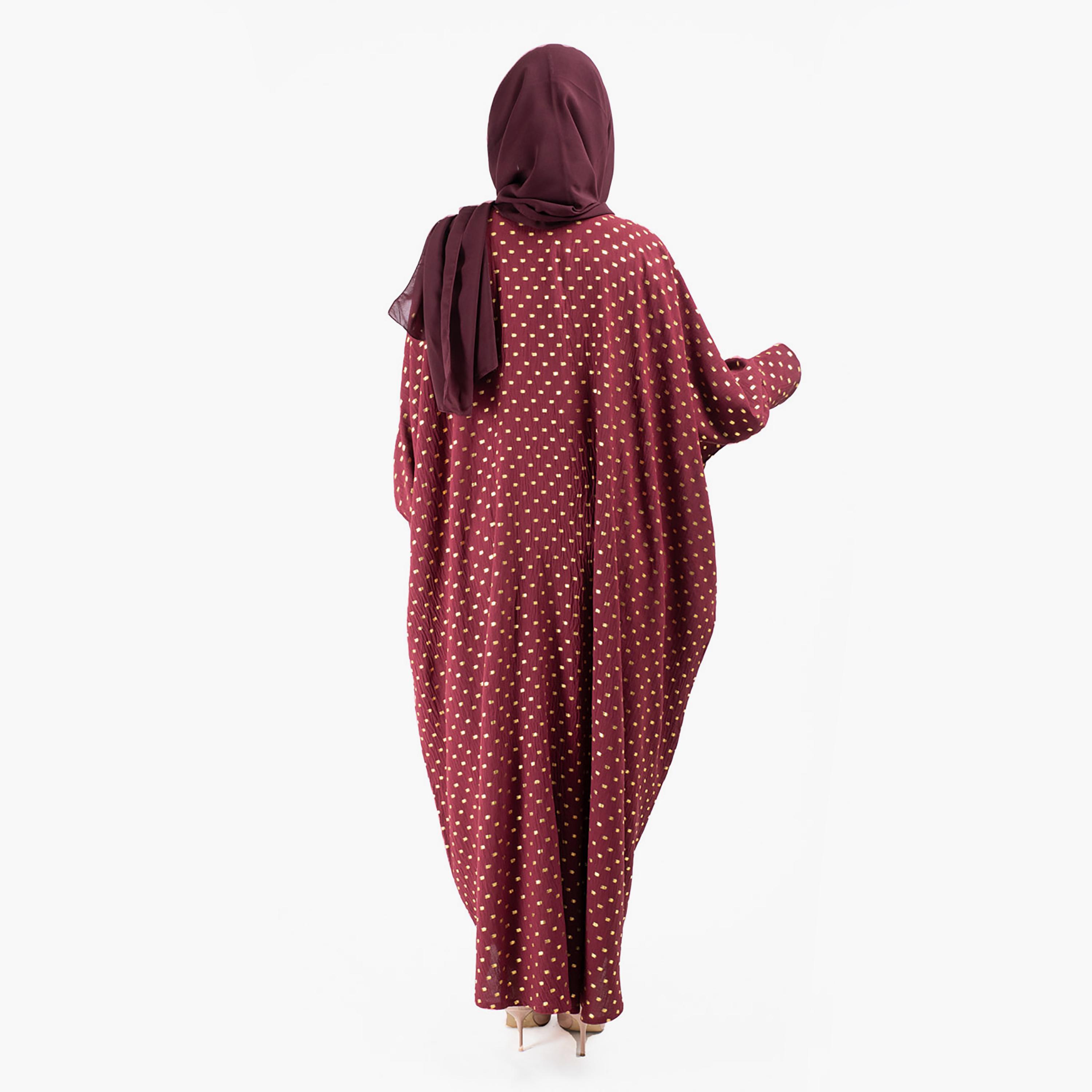 عباية مطبوعة ذات آل اوفر مع شيلة مطابقة من إيككسا-women-arabicclothing-abayas-image-28