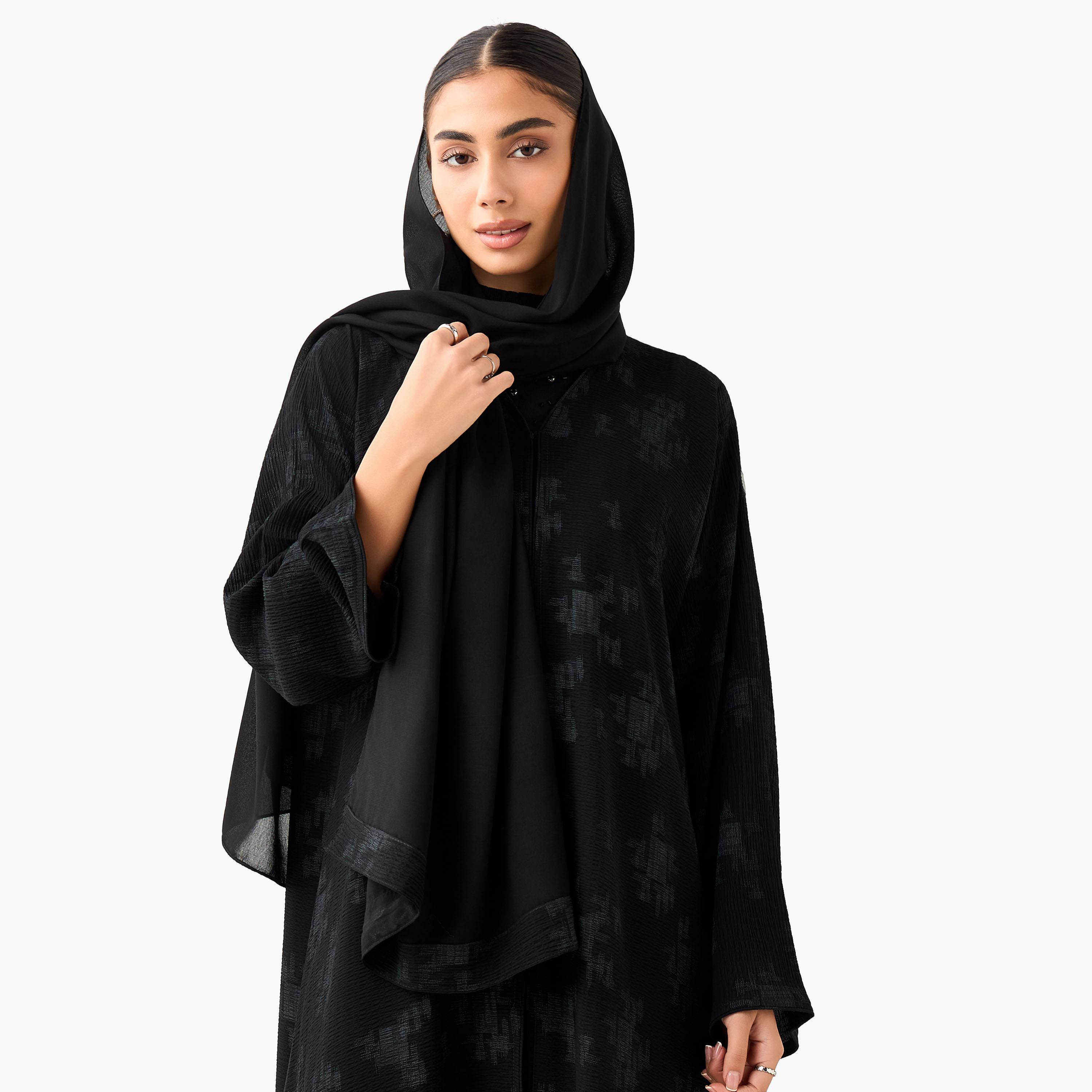 Hadiyath Al Madinah Printed Abaya with Hijab-women-arabicclothing-abayas-image-4