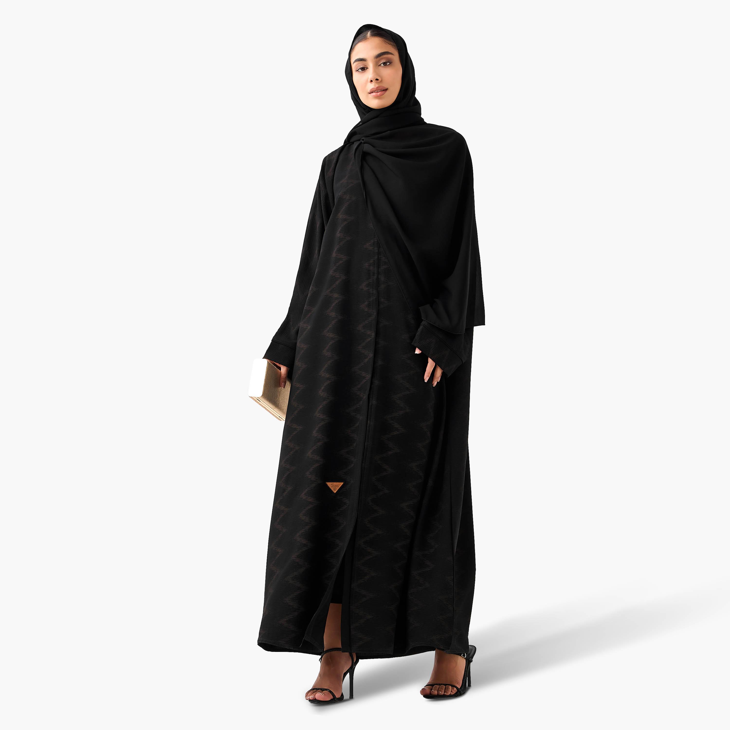 Hadiyath Al Madinah Printed Abaya with Hijab-women-arabicclothing-abayas-image-1