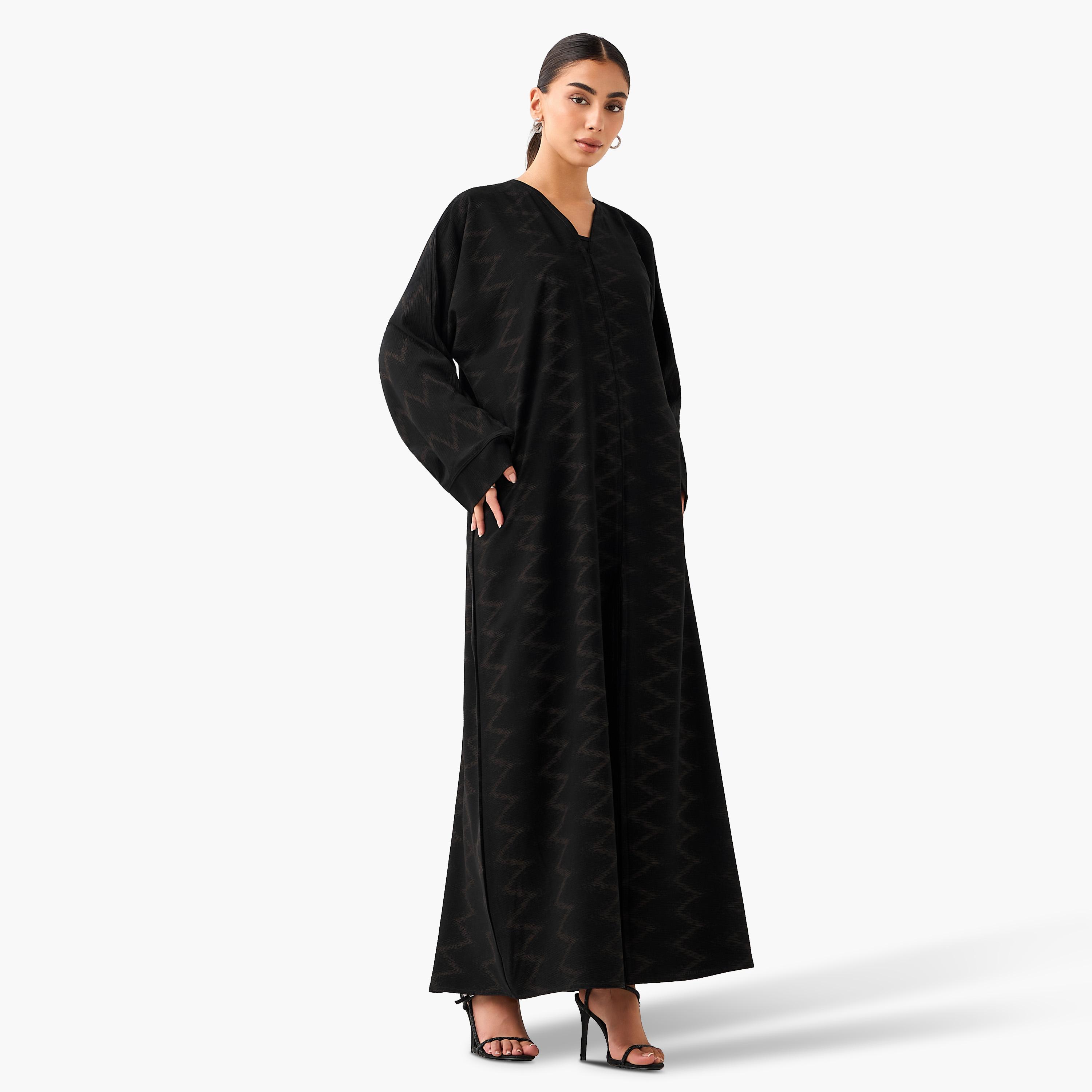 Hadiyath Al Madinah Printed Abaya with Hijab-women-arabicclothing-abayas-image-2
