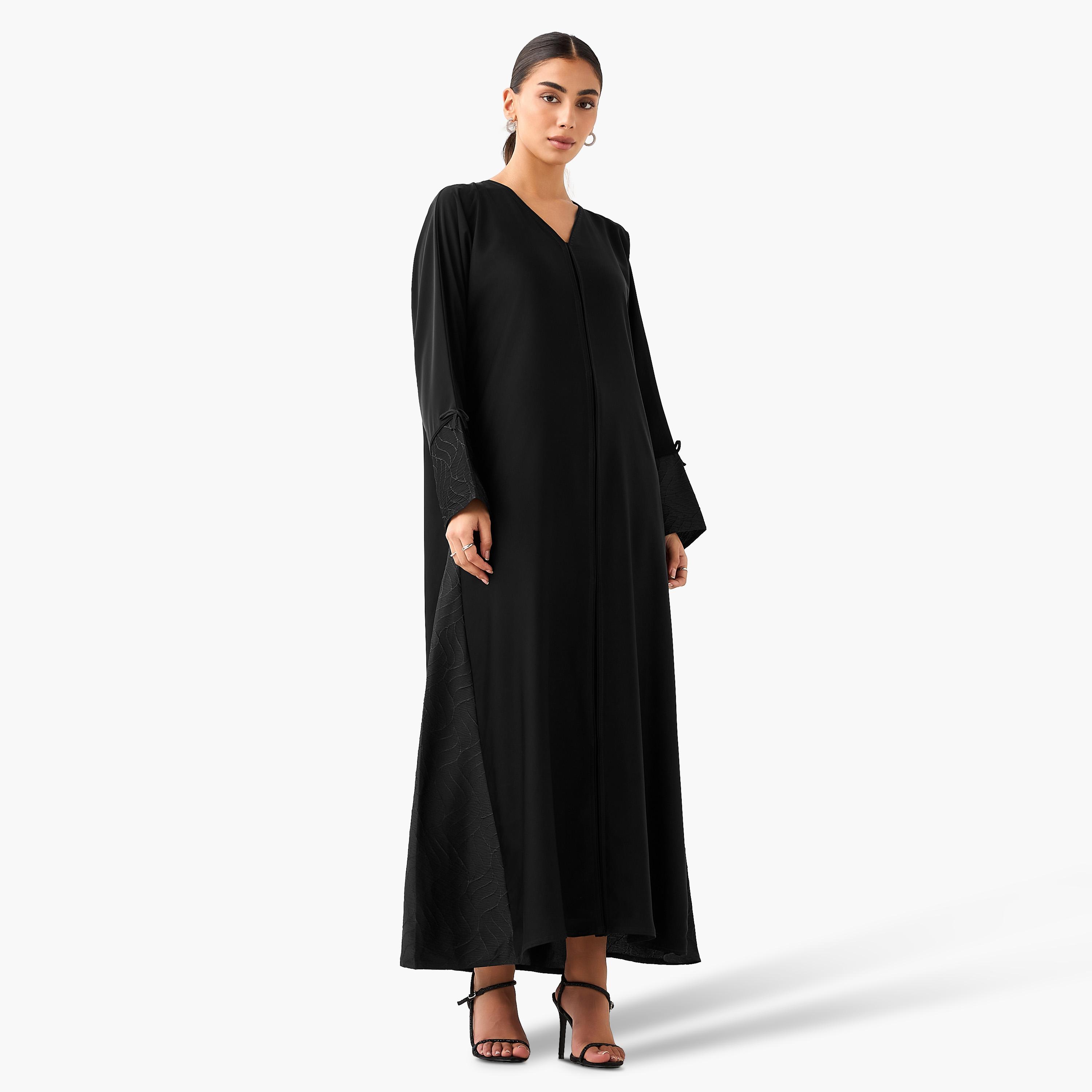 Hadiyath Al Madinah Embroidered Abaya with Hijab-women-arabicclothing-abayas-image-2