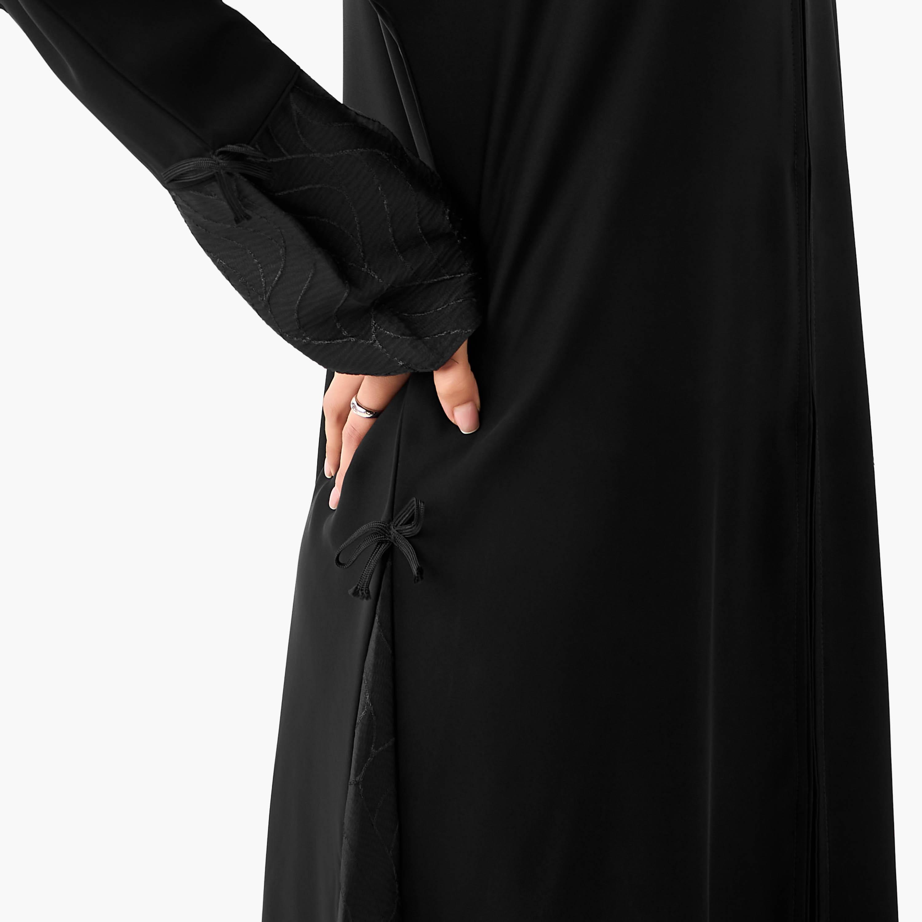 Hadiyath Al Madinah Embroidered Abaya with Hijab-women-arabicclothing-abayas-image-3