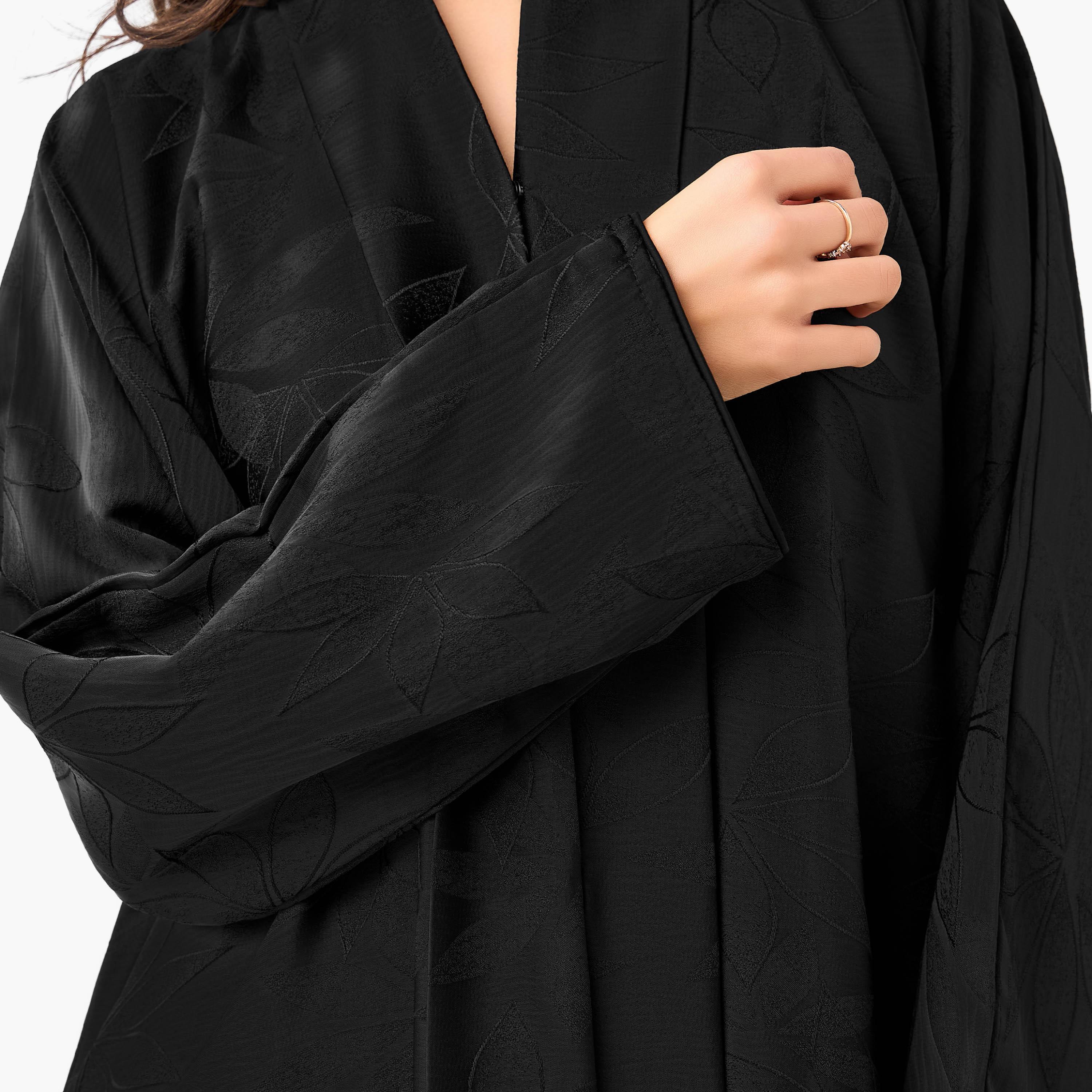 Hadiyath Al Madinah Textured Abaya with Hijab-women-arabicclothing-abayas-image-4