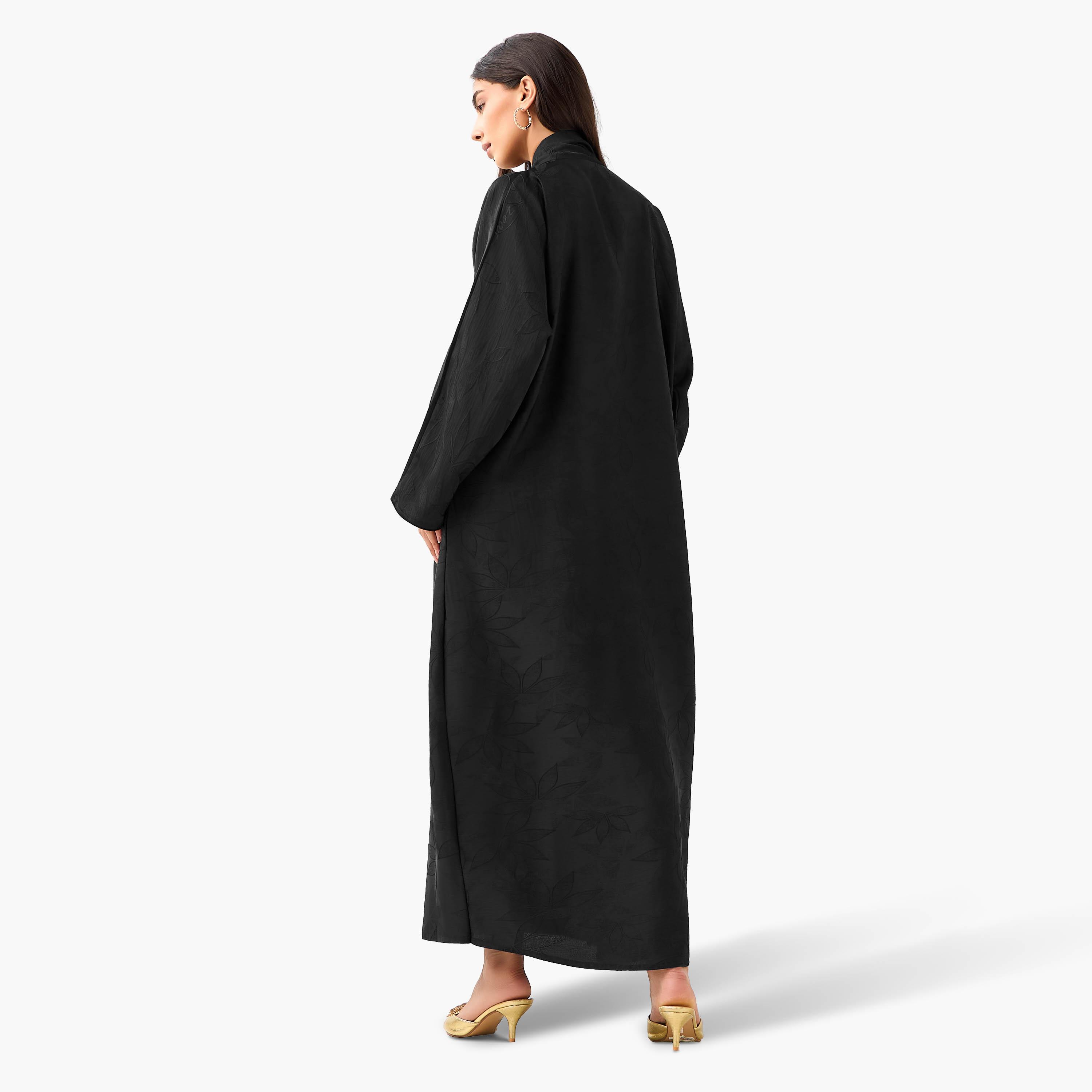Hadiyath Al Madinah Textured Abaya with Hijab-women-arabicclothing-abayas-image-6