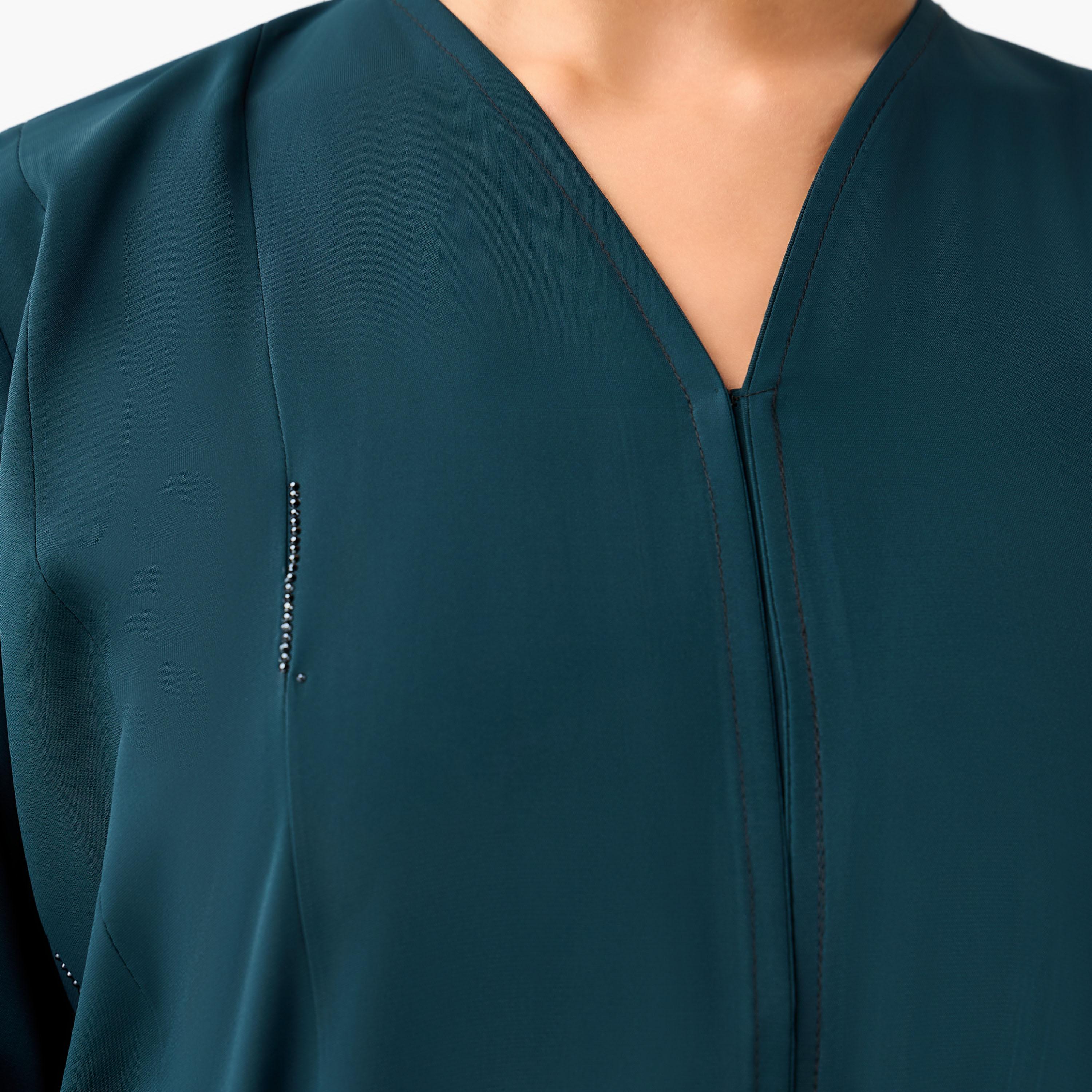 Hadiyath Al Madinah Embellished Abaya with Hijab-women-arabicclothing-abayas-image-3