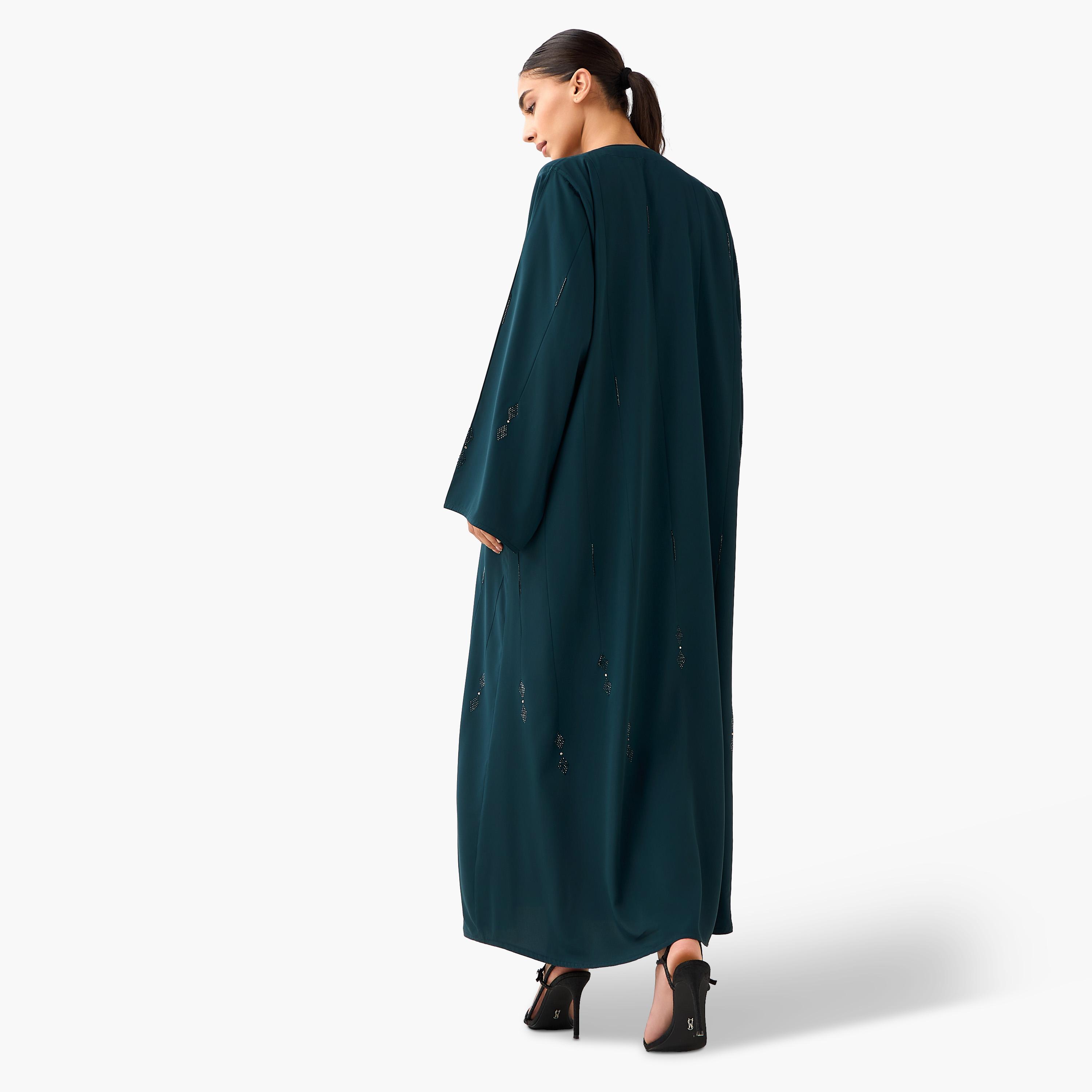 Hadiyath Al Madinah Embellished Abaya with Hijab-women-arabicclothing-abayas-image-5