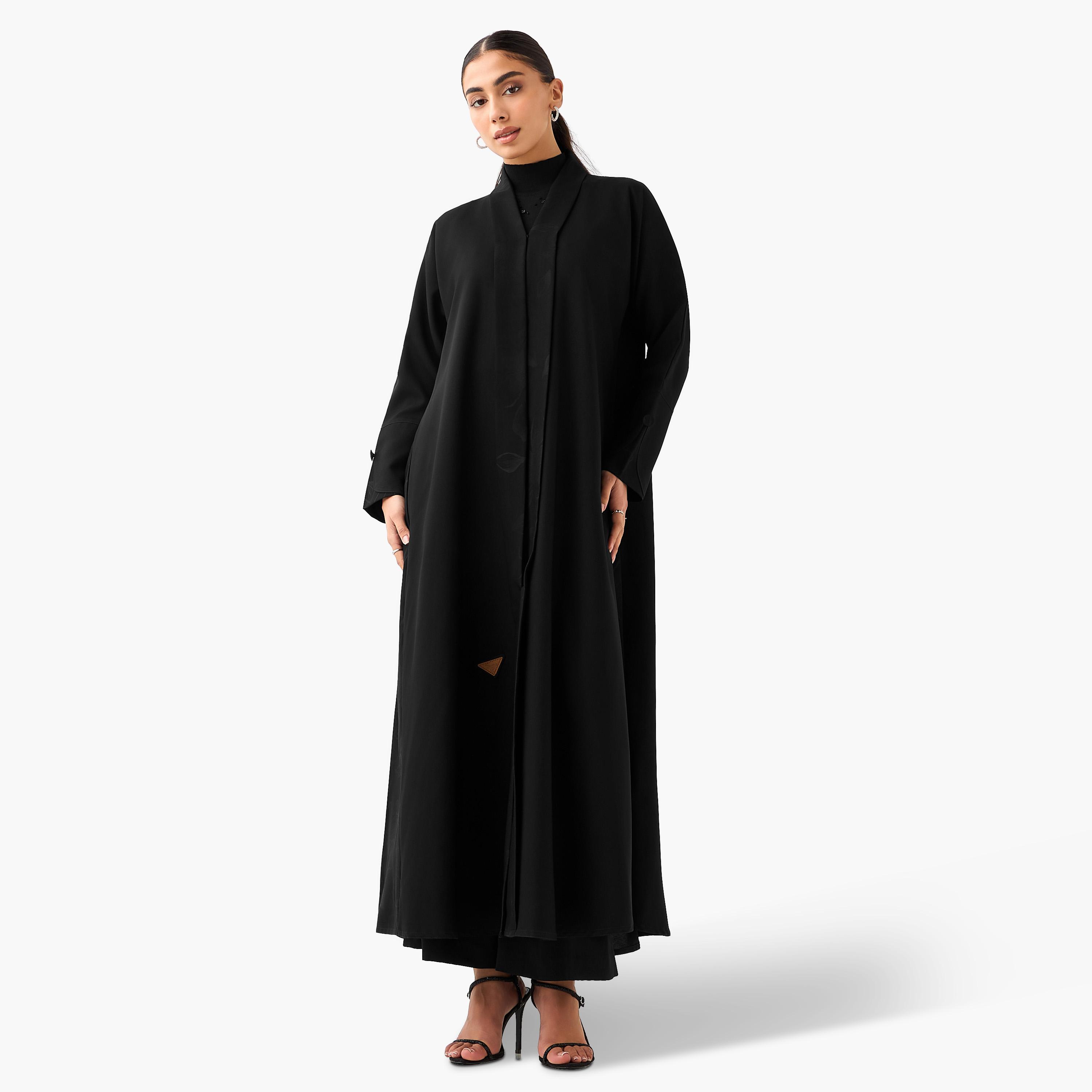 Hadiyath Al Madinah Embroidered Abaya with Hijab-women-arabicclothing-abayas-image-2