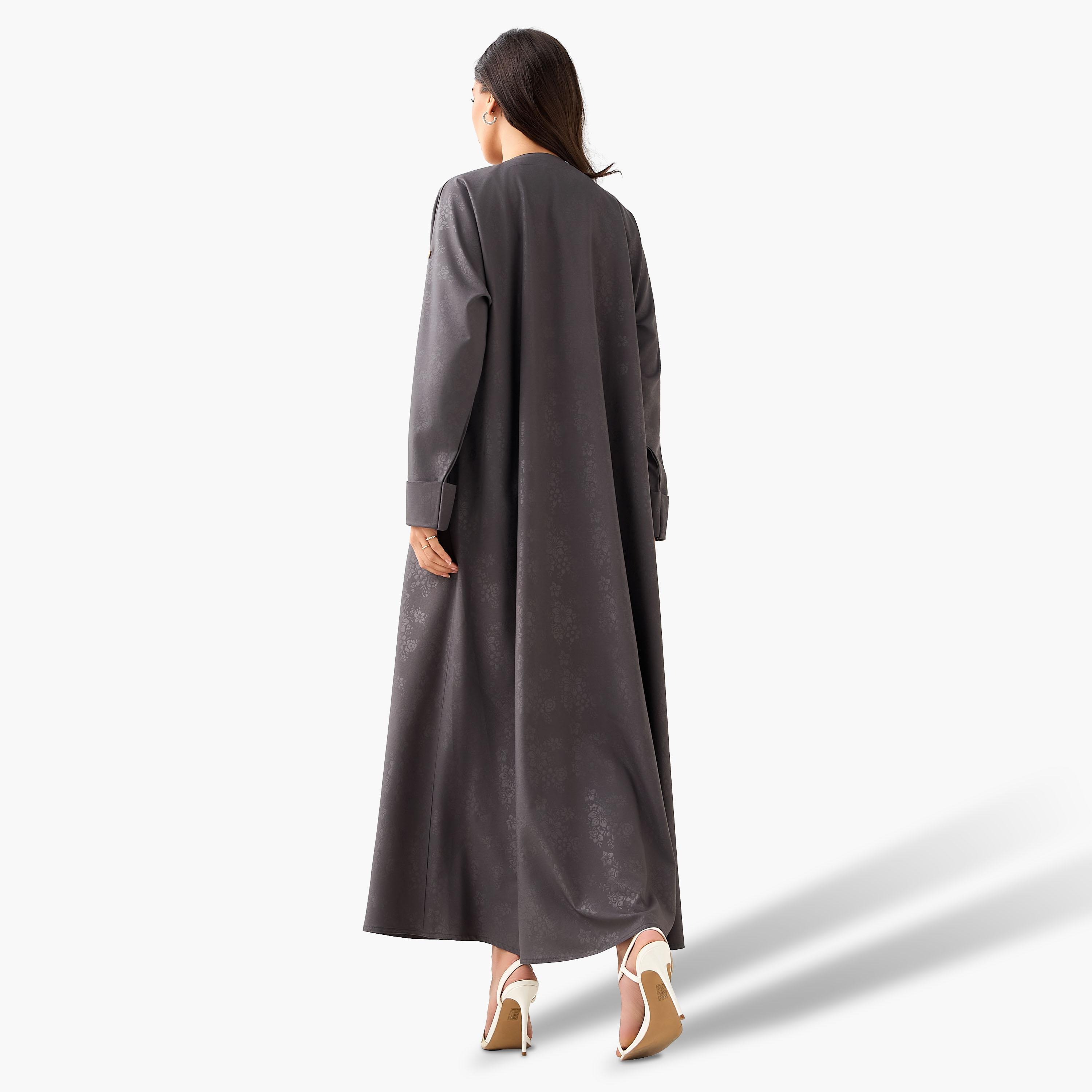 Hadiyath Al Madinah Textured Abaya with Hijab-women-arabicclothing-abayas-image-7