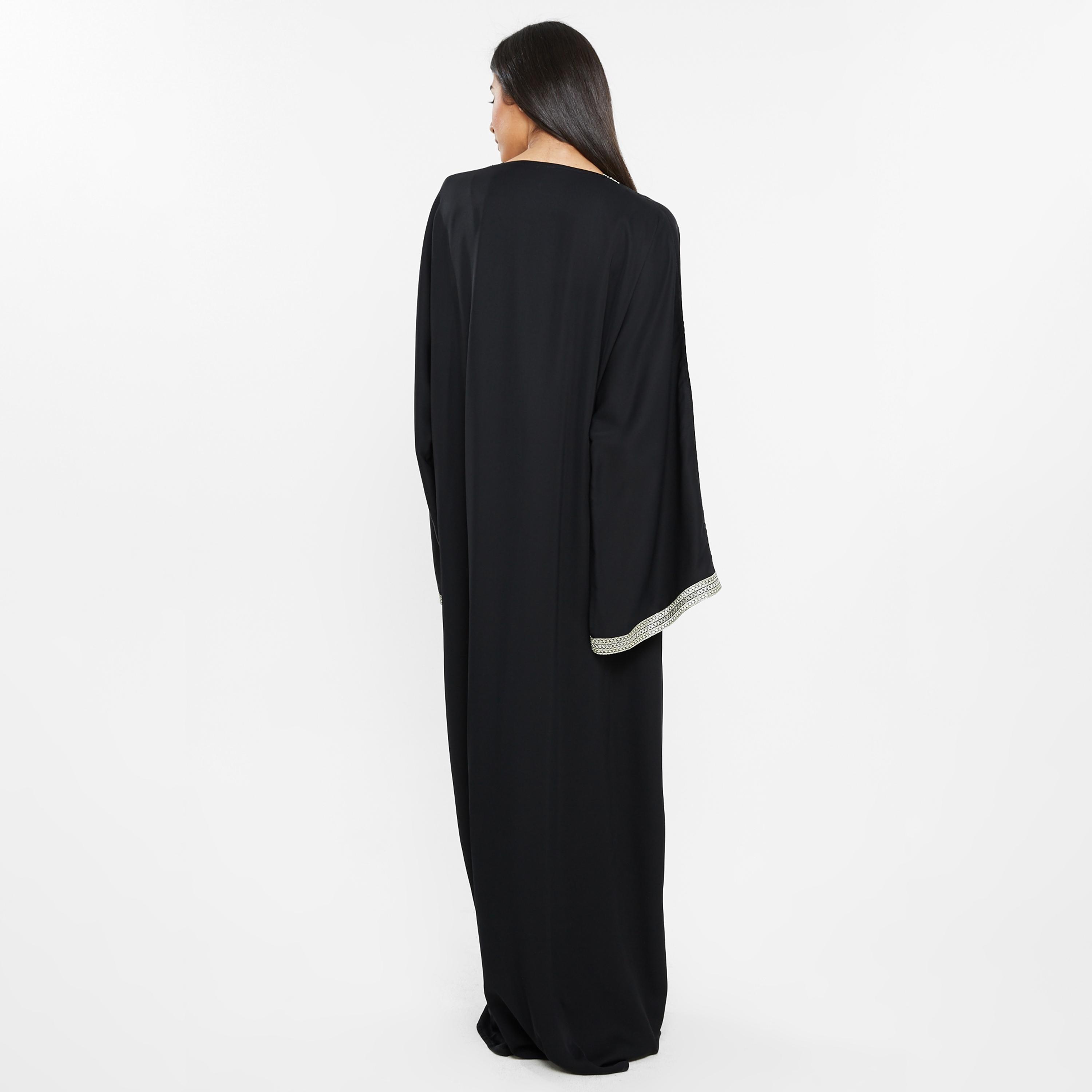 نخبه عباية نسائية بأكمام واسعة ودانتيل أسود-women-arabicclothing-abayas-image-3