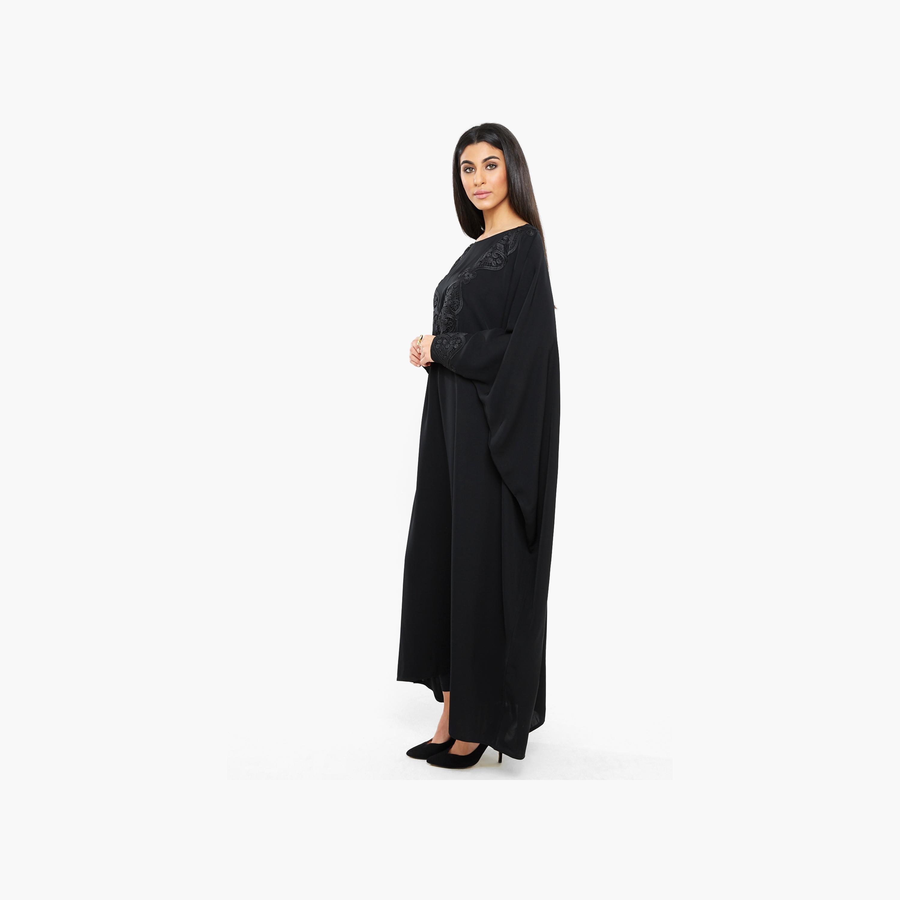 Nukhbaa Embroidered Jalabiya with Kimono Sleeves-women-arabicclothing-abayas-image-2