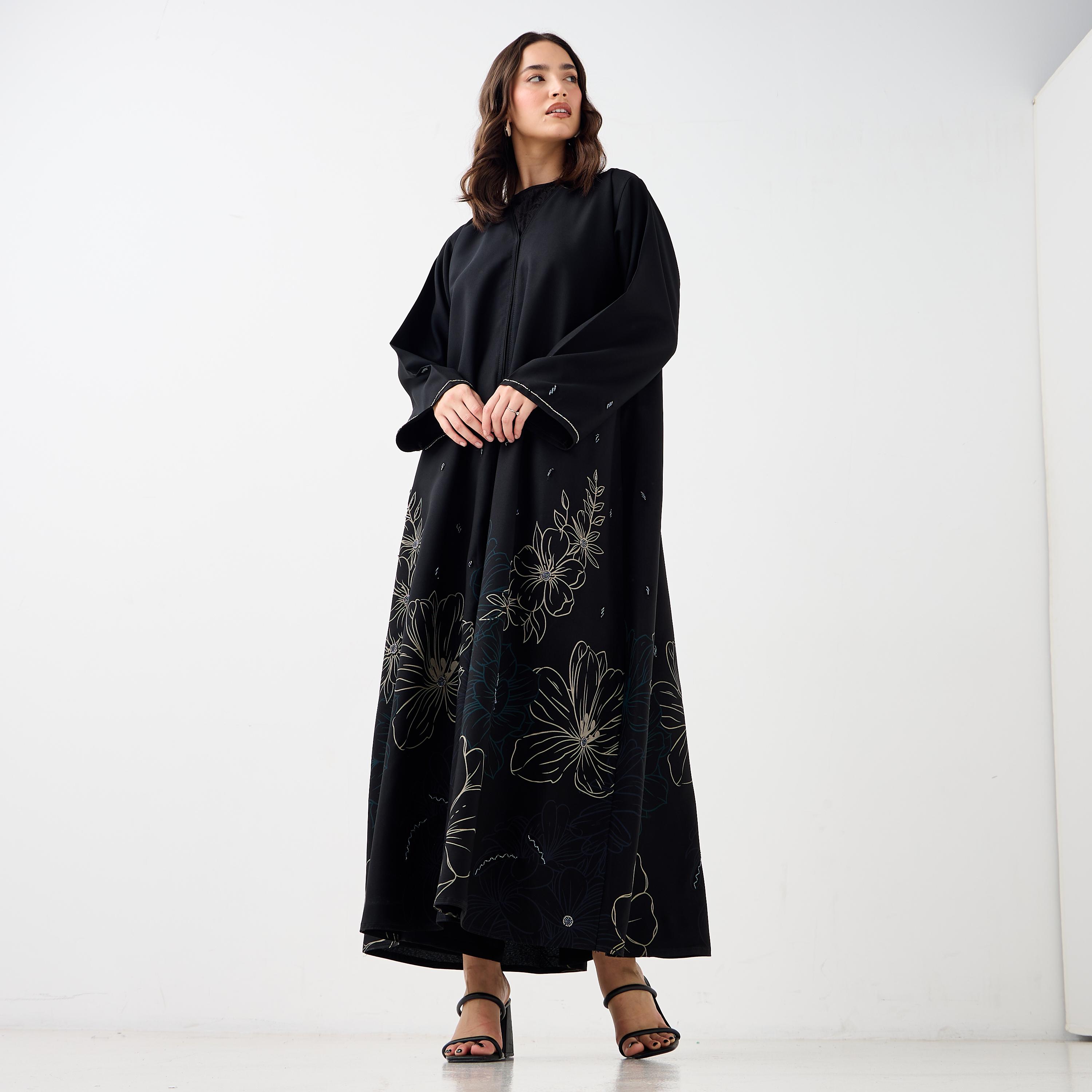 Hadiyath Al Madinah Floral Print Abaya-women-arabicclothing-abayas-image-1