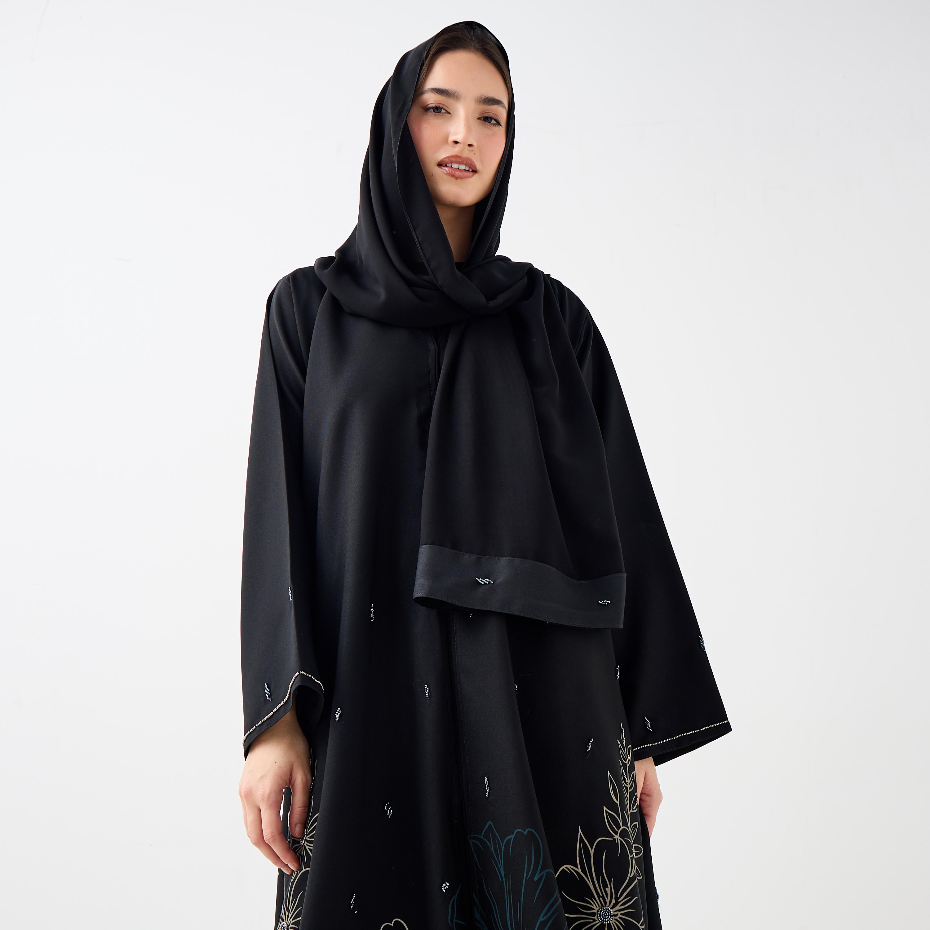 Hadiyath Al Madinah Floral Print Abaya-women-arabicclothing-abayas-image-2