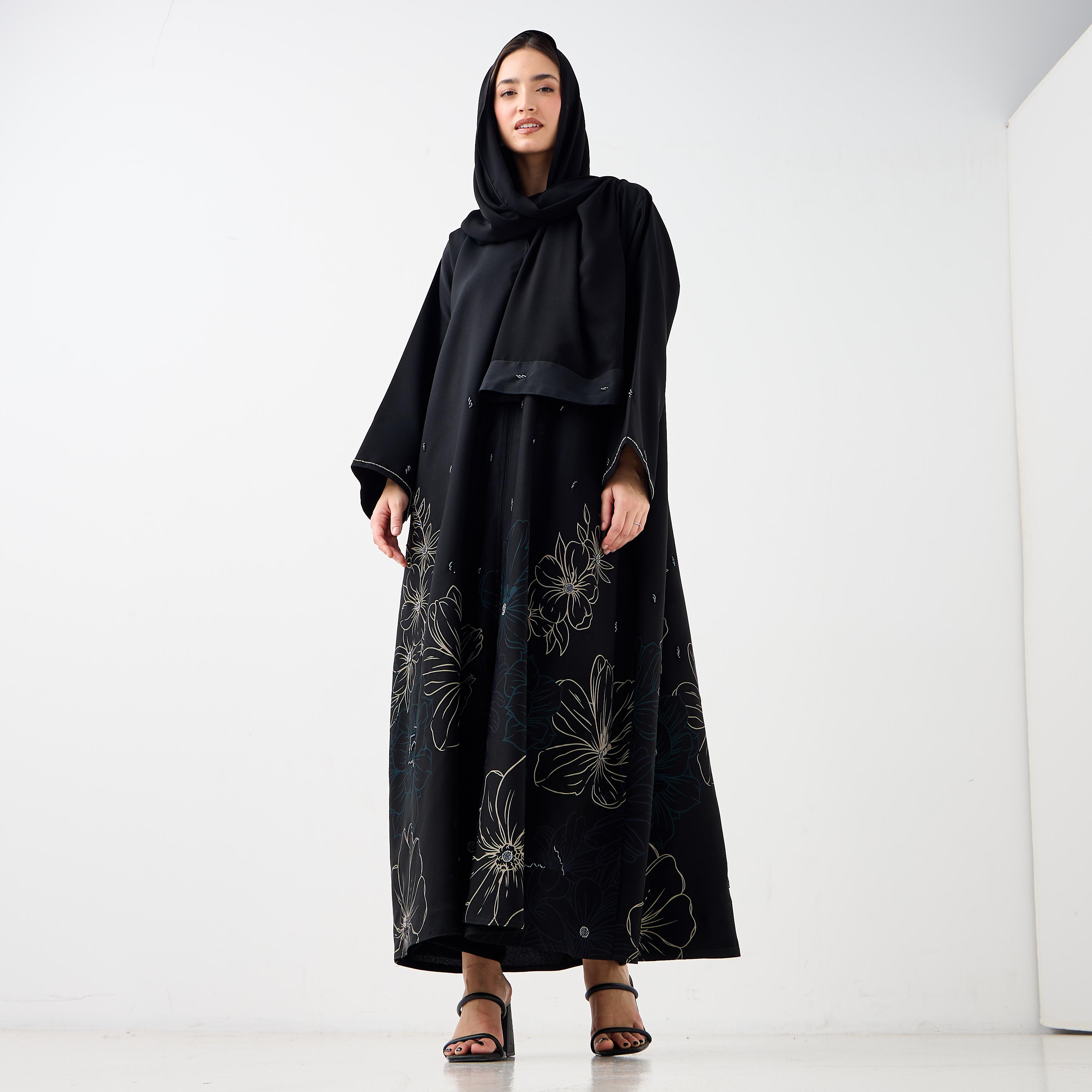 Hadiyath Al Madinah Floral Print Abaya-women-arabicclothing-abayas-image-4
