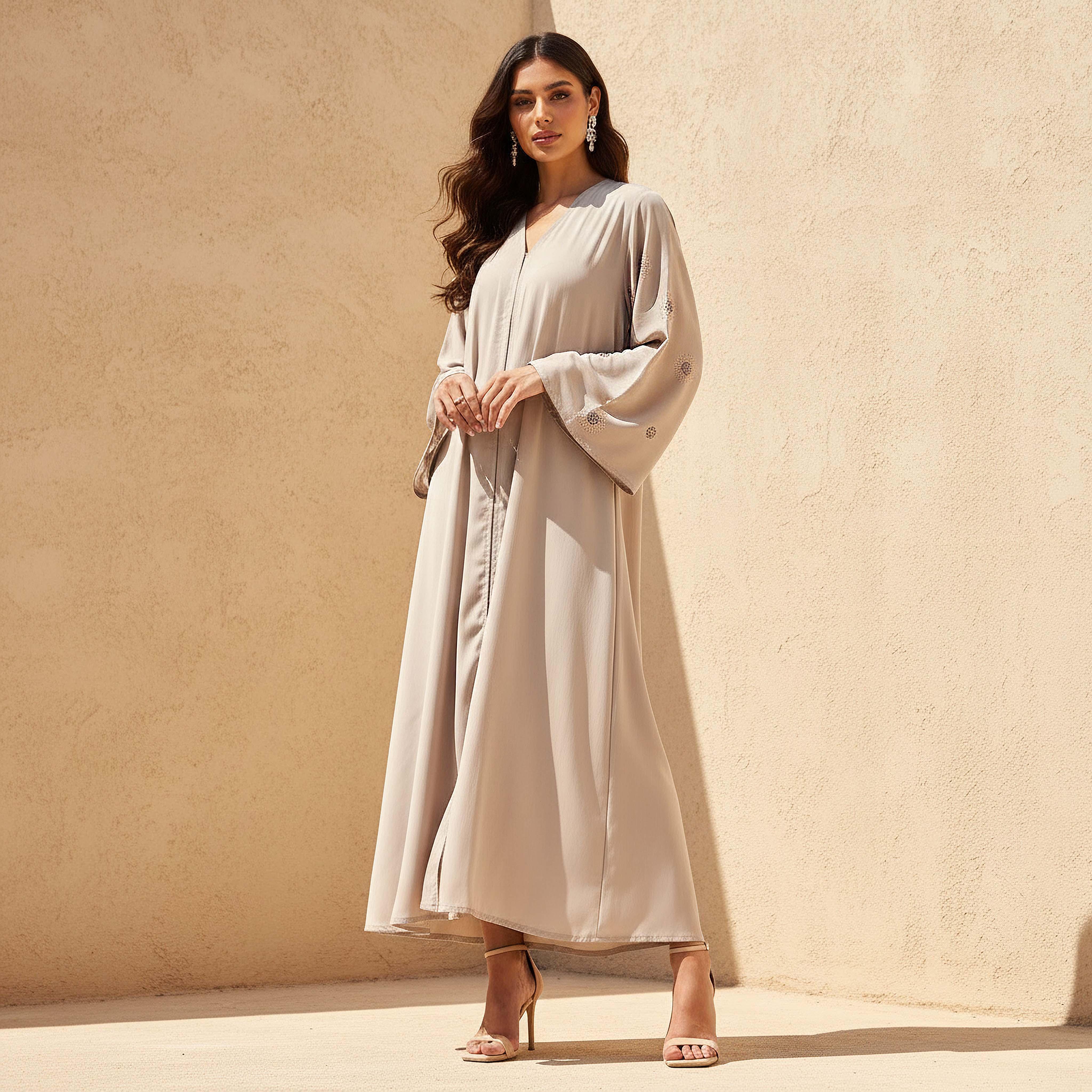 Hadiyath Al Madinah Embellished Abaya with Hijab-women-arabicclothing-abayas-image-1
