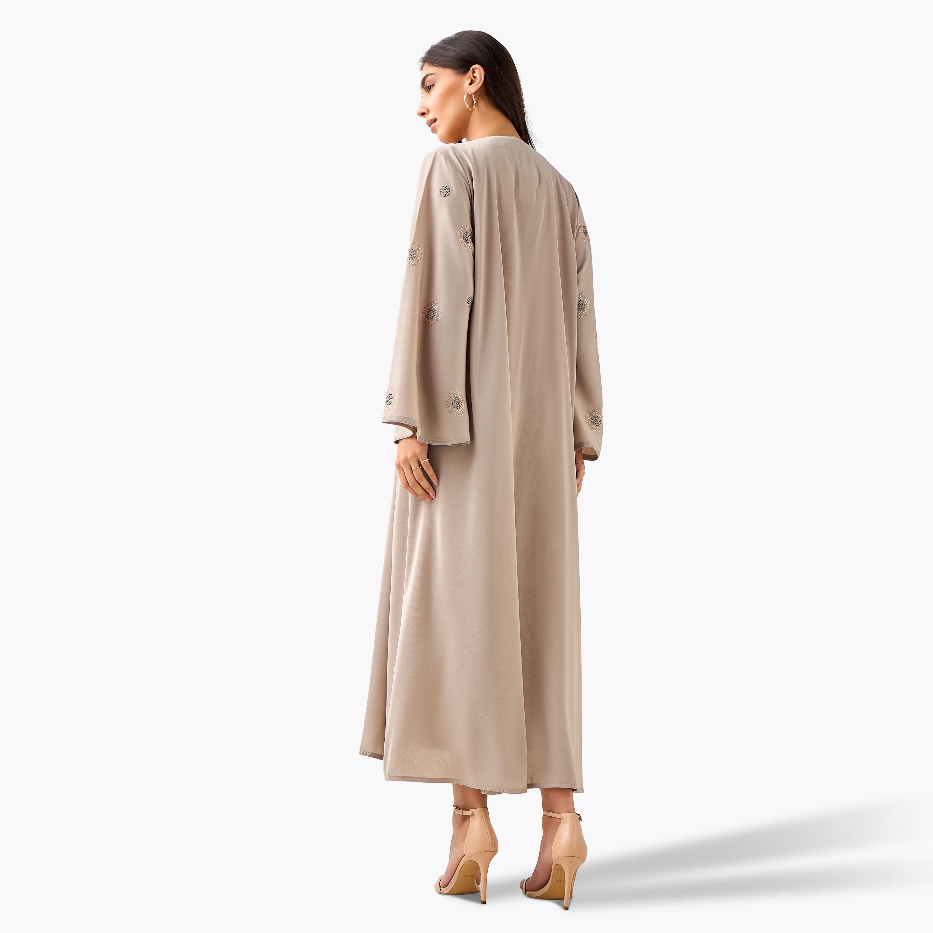 Hadiyath Al Madinah Embellished Abaya with Hijab-women-arabicclothing-abayas-image-7