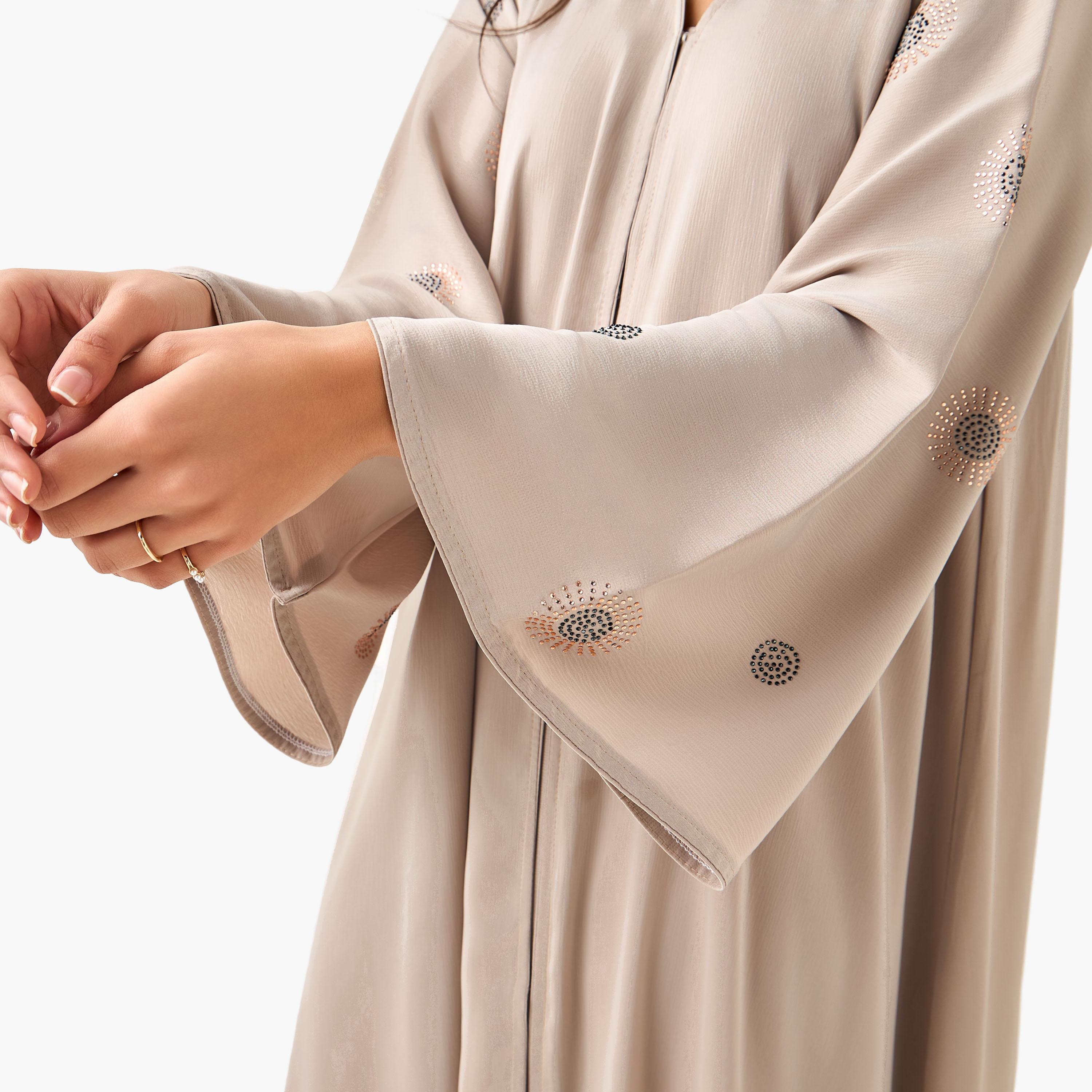 Hadiyath Al Madinah Embellished Abaya with Hijab-women-arabicclothing-abayas-image-9