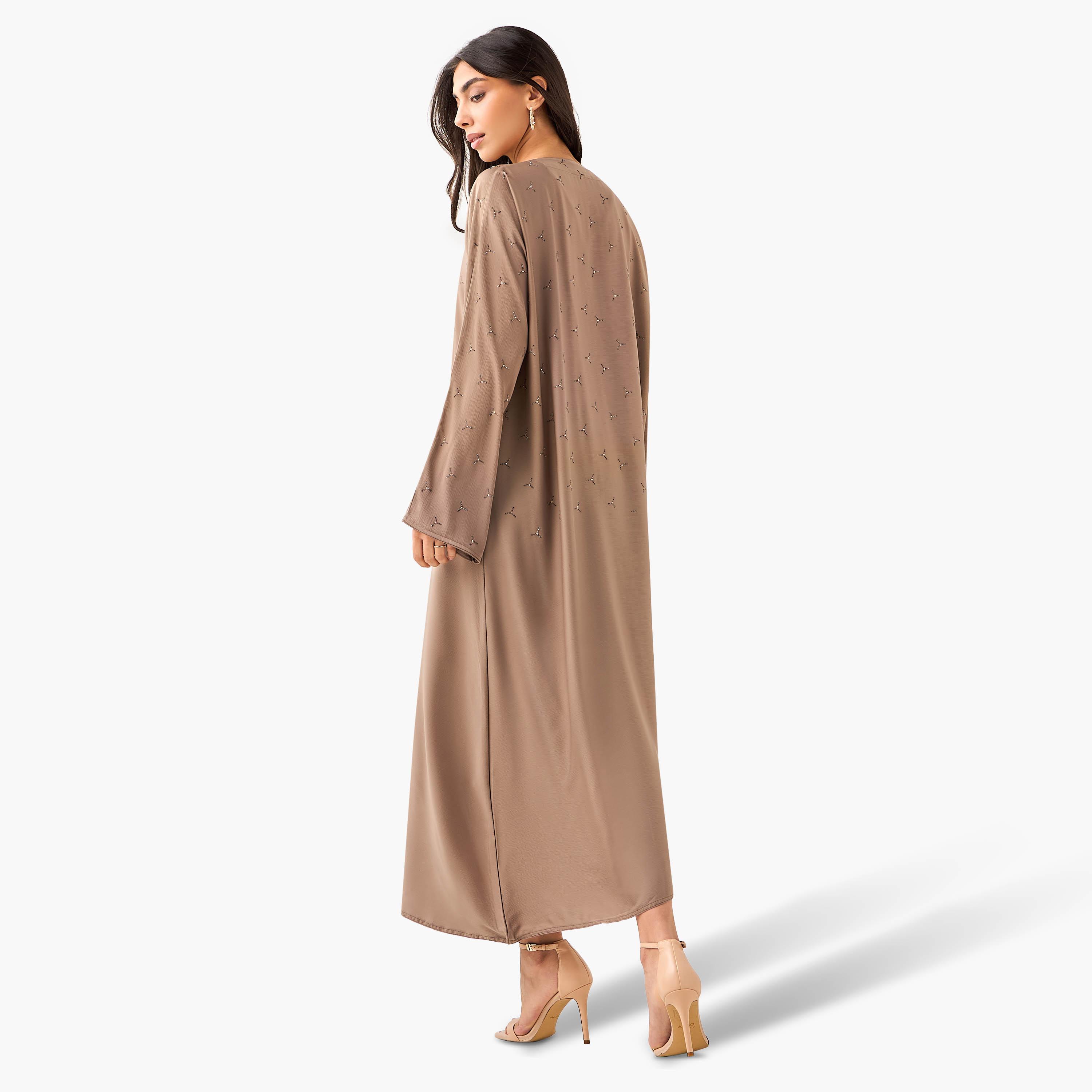 Hadiyath Al Madinah Embellished Abaya with Hijab-women-arabicclothing-abayas-image-6