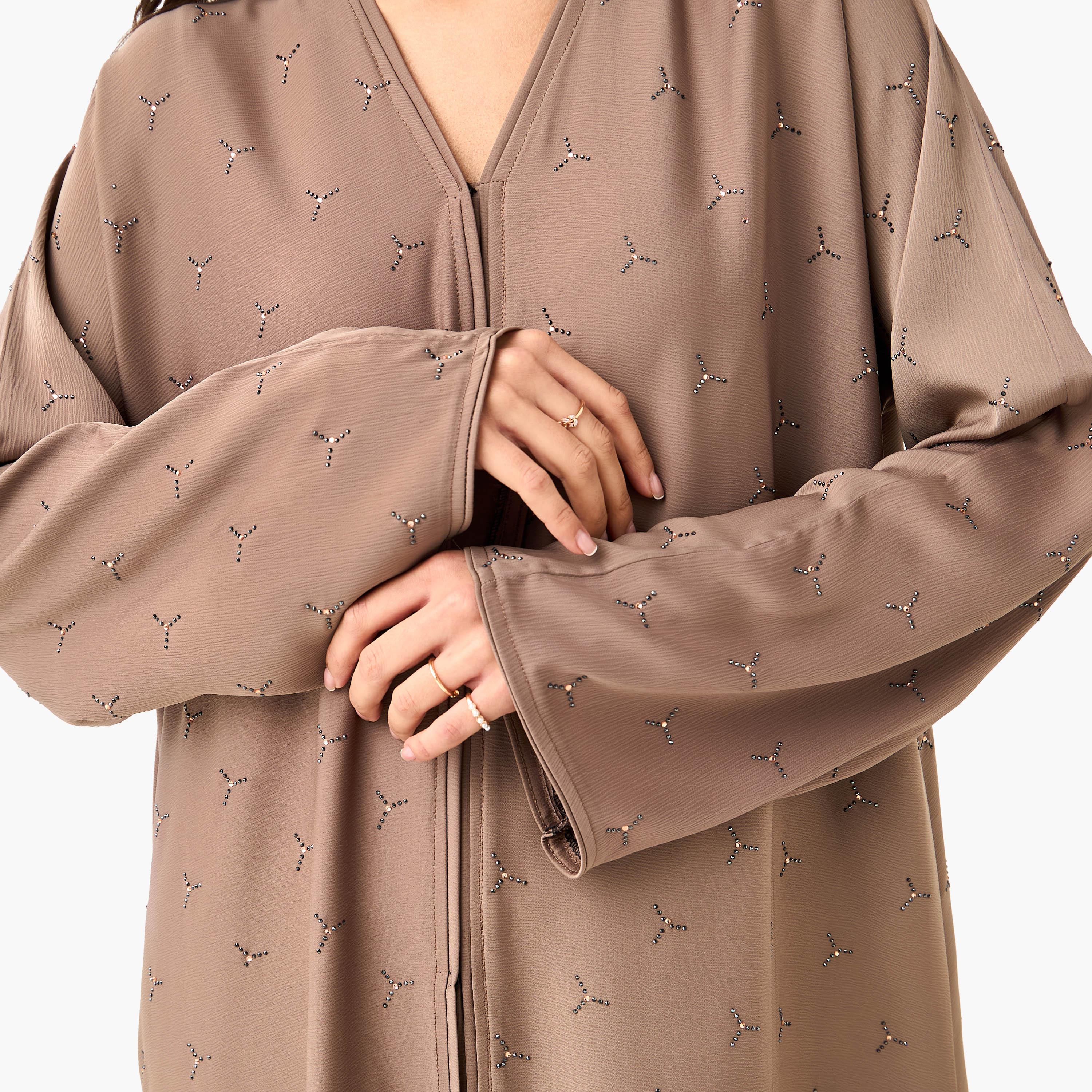 Hadiyath Al Madinah Embellished Abaya with Hijab-women-arabicclothing-abayas-image-9