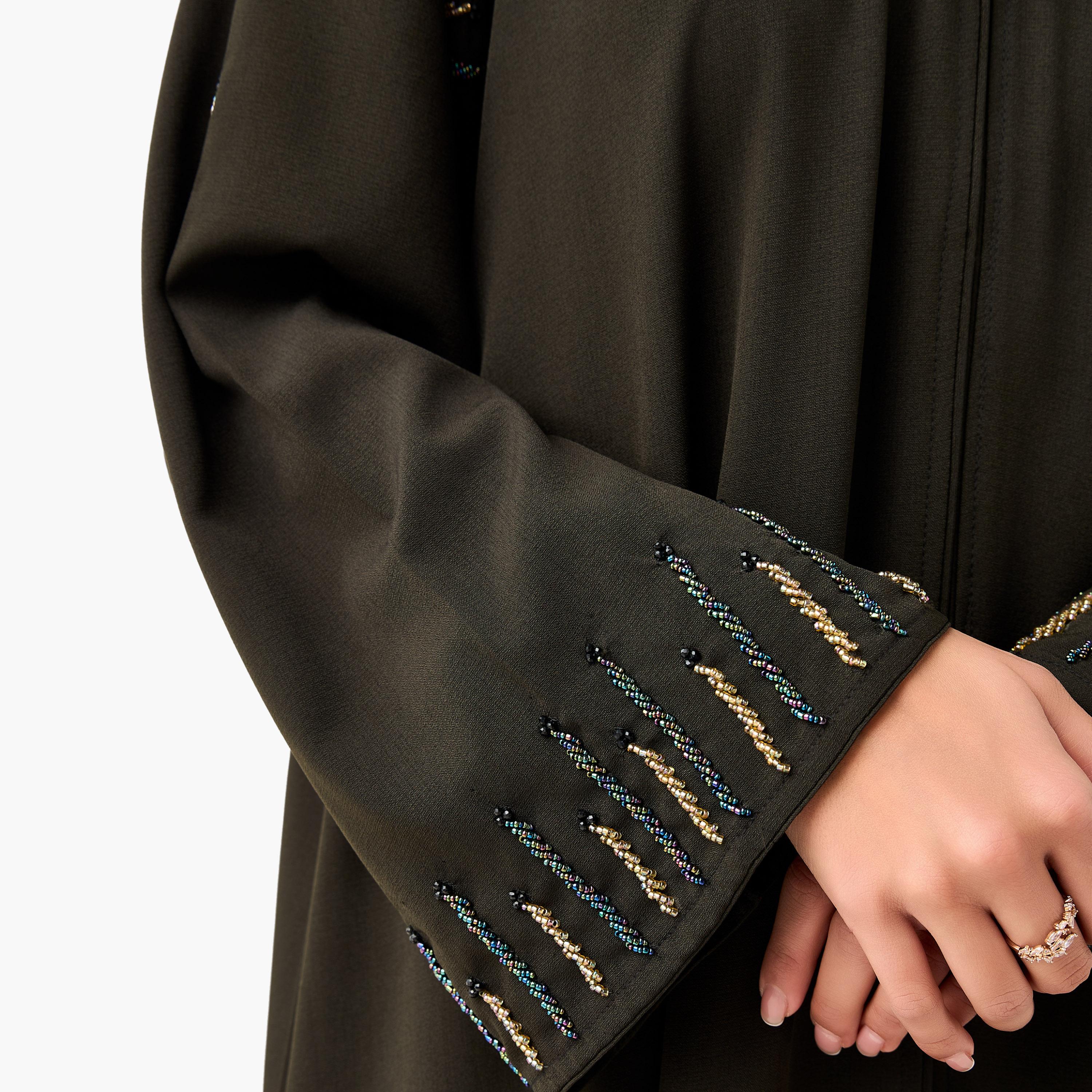 Hadiyath Al Madinah Embellished Abaya with Hijab-women-arabicclothing-abayas-image-5