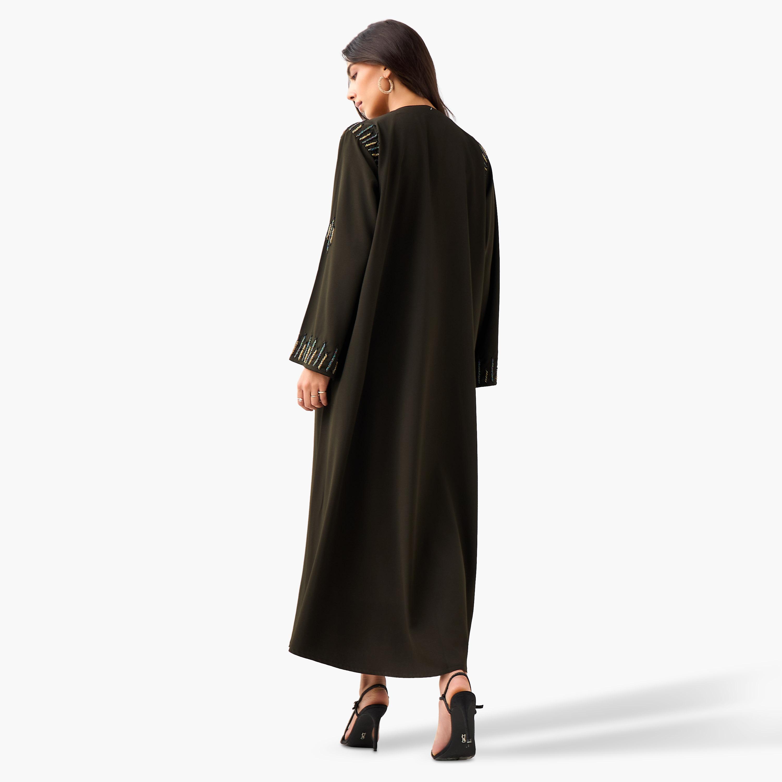 Hadiyath Al Madinah Embellished Abaya with Hijab-women-arabicclothing-abayas-image-7