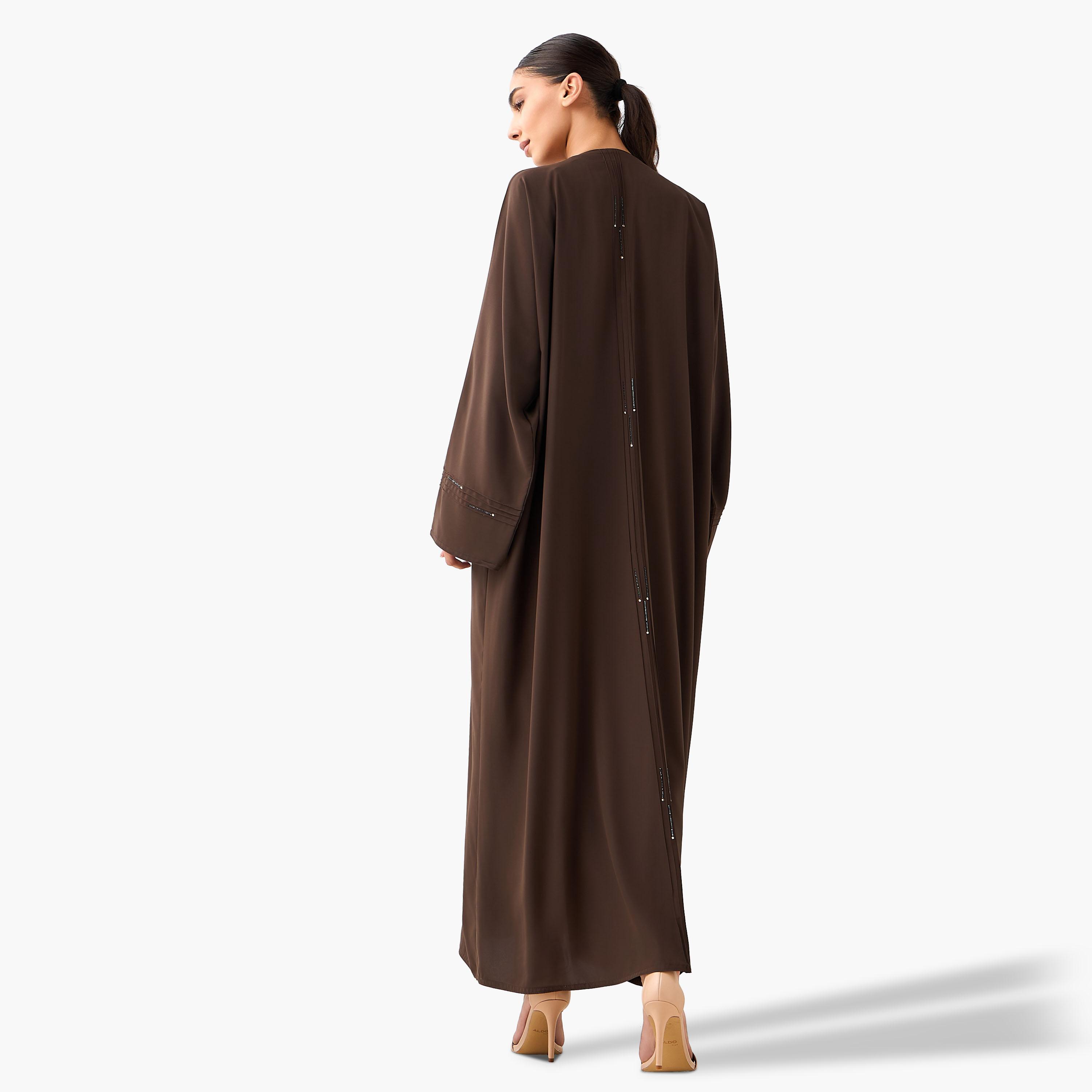 Hadiyath Al Madinah Embellished Abaya with Hijab-women-arabicclothing-abayas-image-5