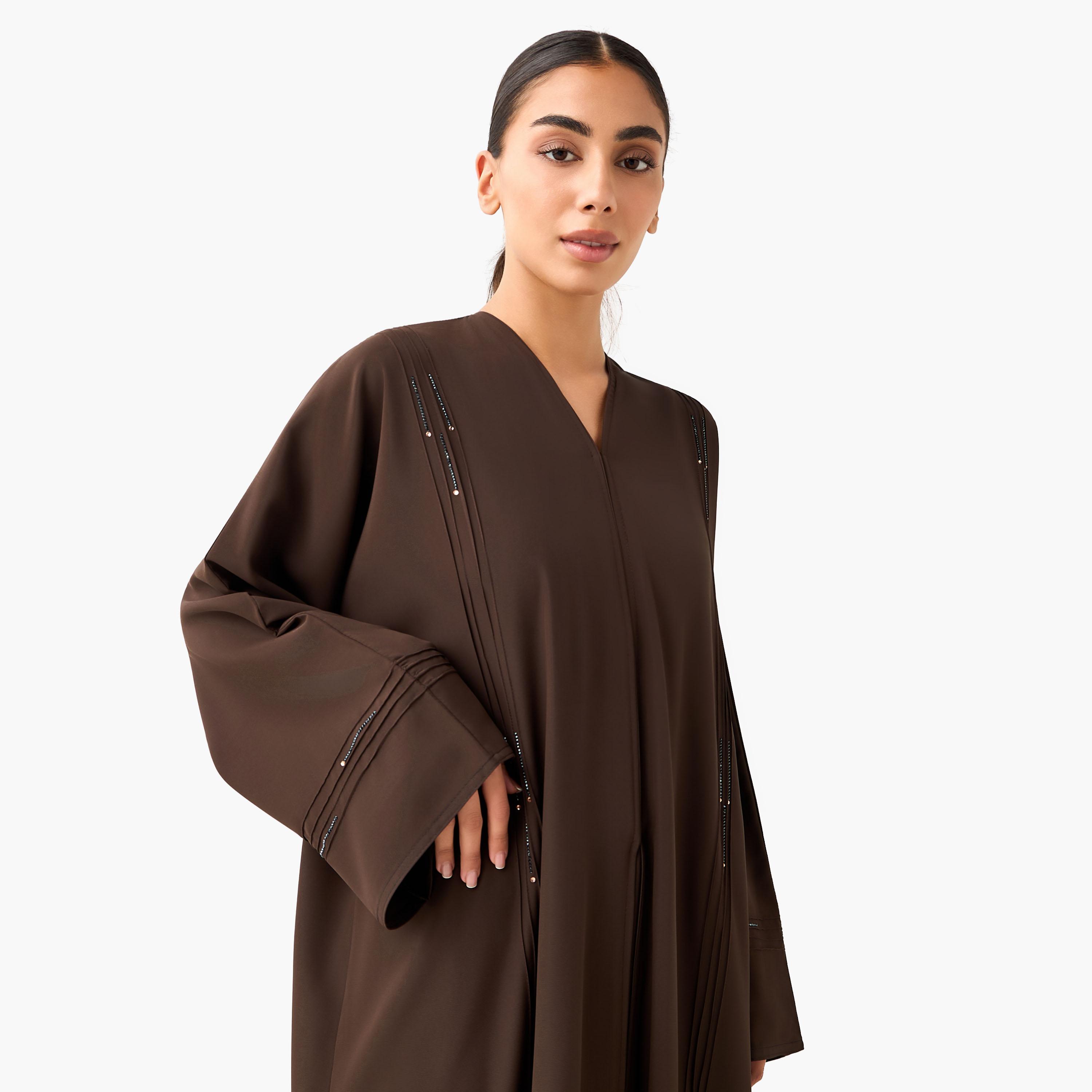 Hadiyath Al Madinah Embellished Abaya with Hijab-women-arabicclothing-abayas-image-6