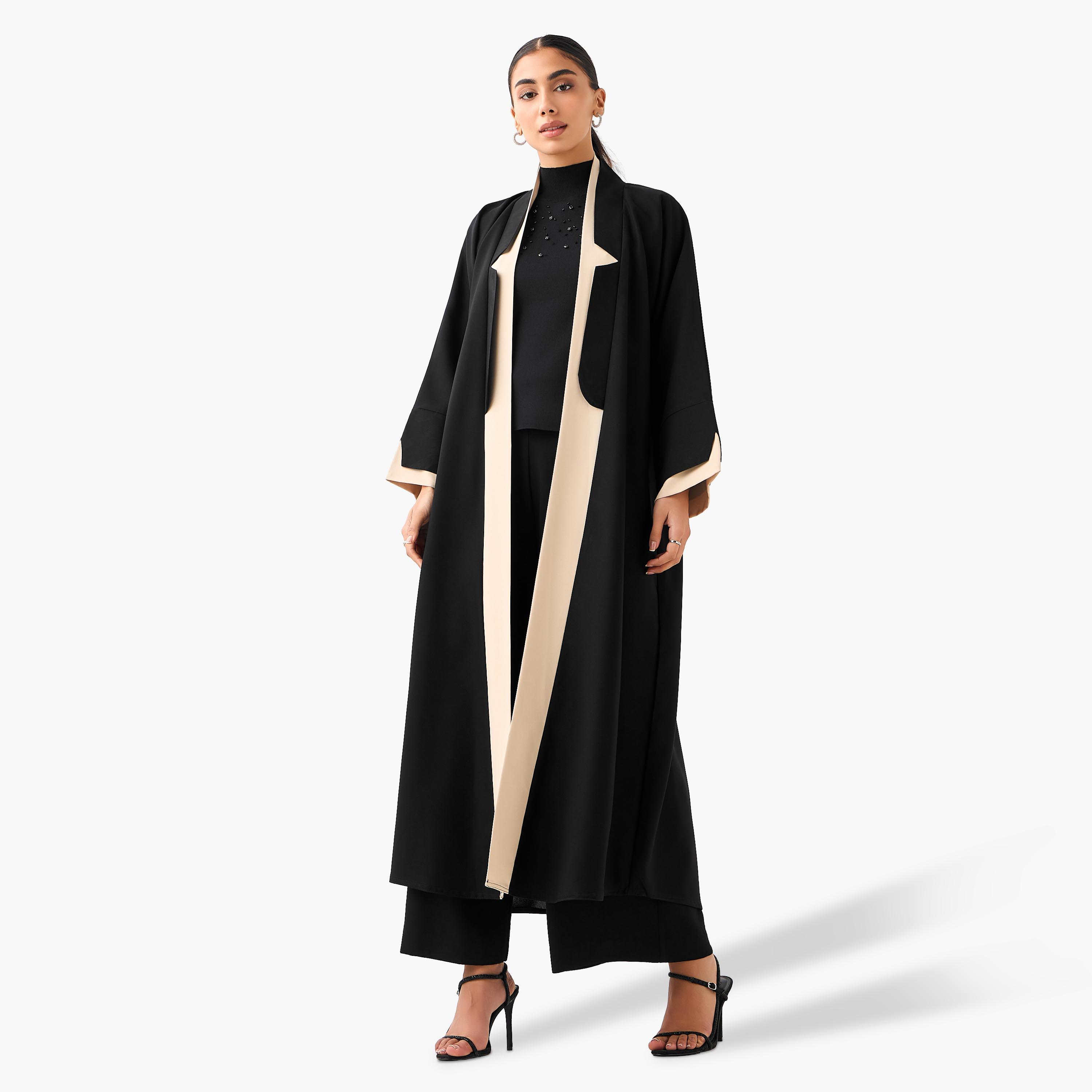 Hadiyath Al Madinah Panelled Abaya with Hijab-women-arabicclothing-abayas-image-2