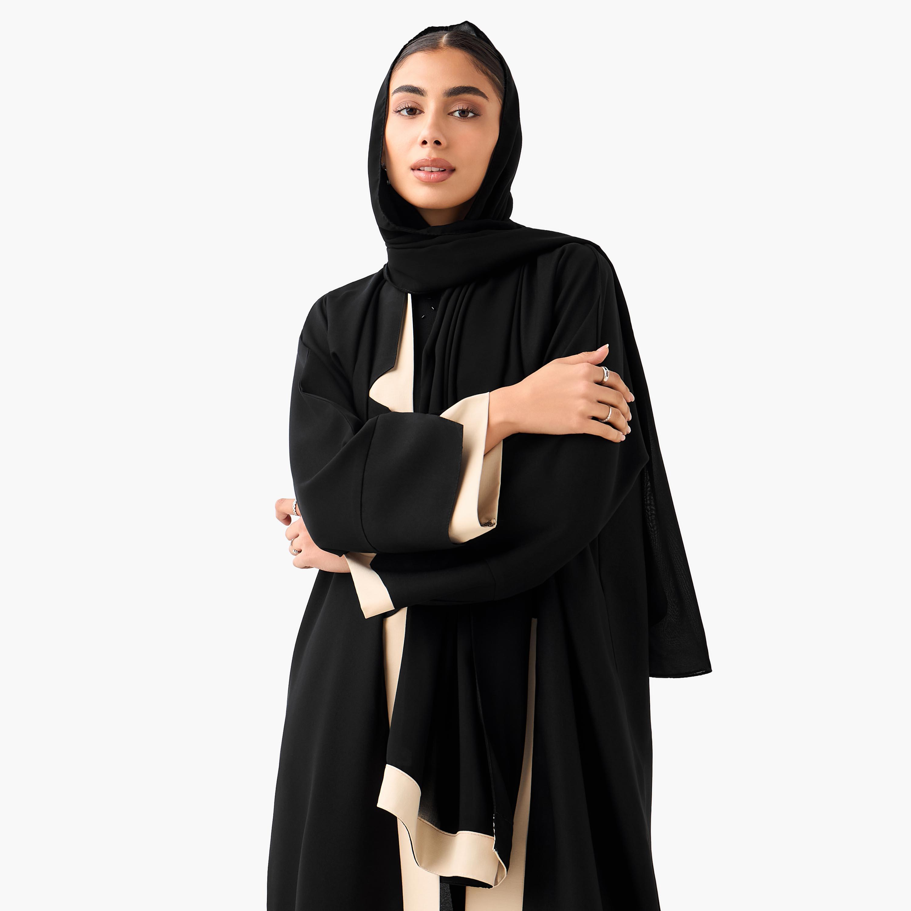 Hadiyath Al Madinah Panelled Abaya with Hijab-women-arabicclothing-abayas-image-4