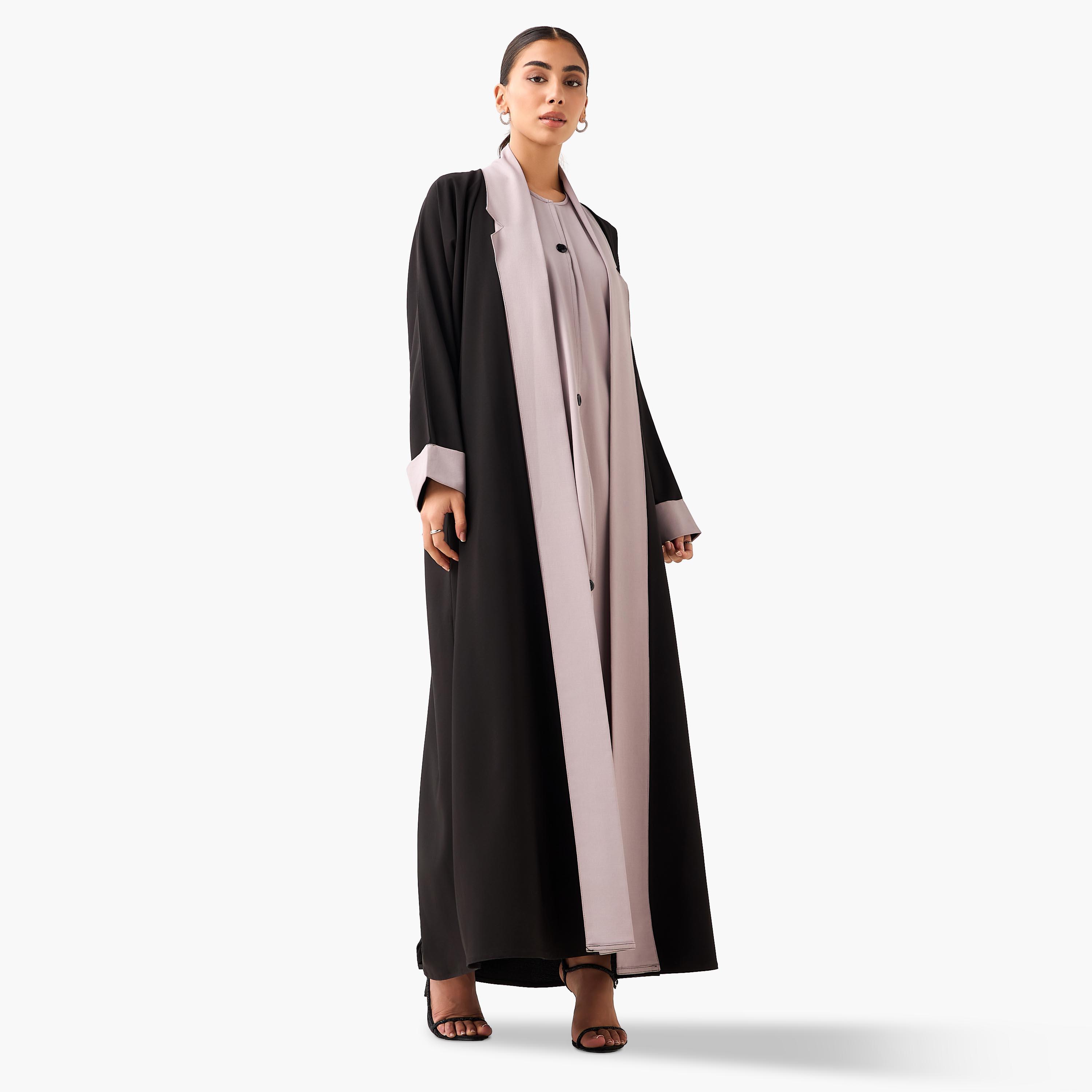 Hadiyath Al Madinah Panelled Abaya with Hijab-women-arabicclothing-abayas-image-1
