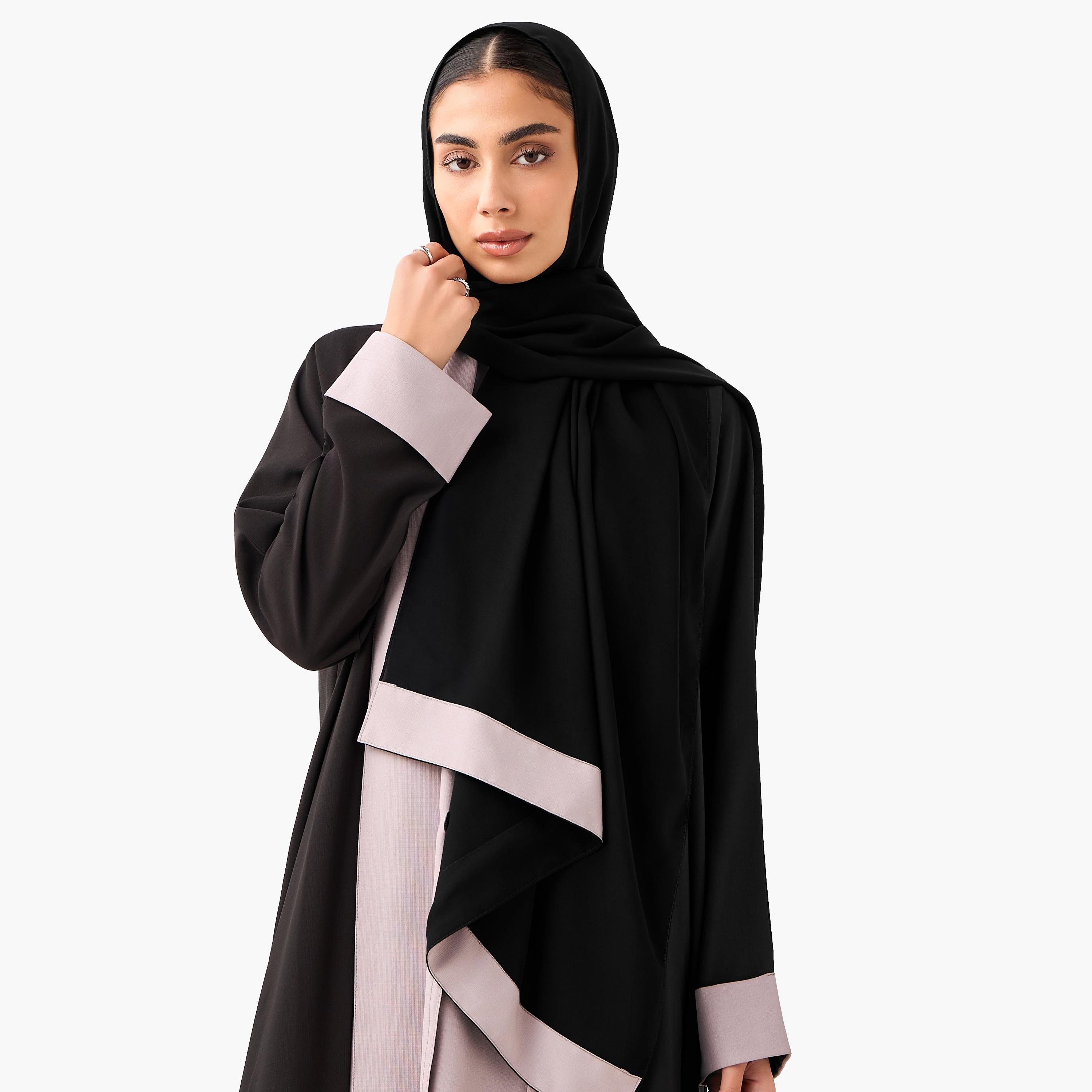 Hadiyath Al Madinah Panelled Abaya with Hijab-women-arabicclothing-abayas-image-4