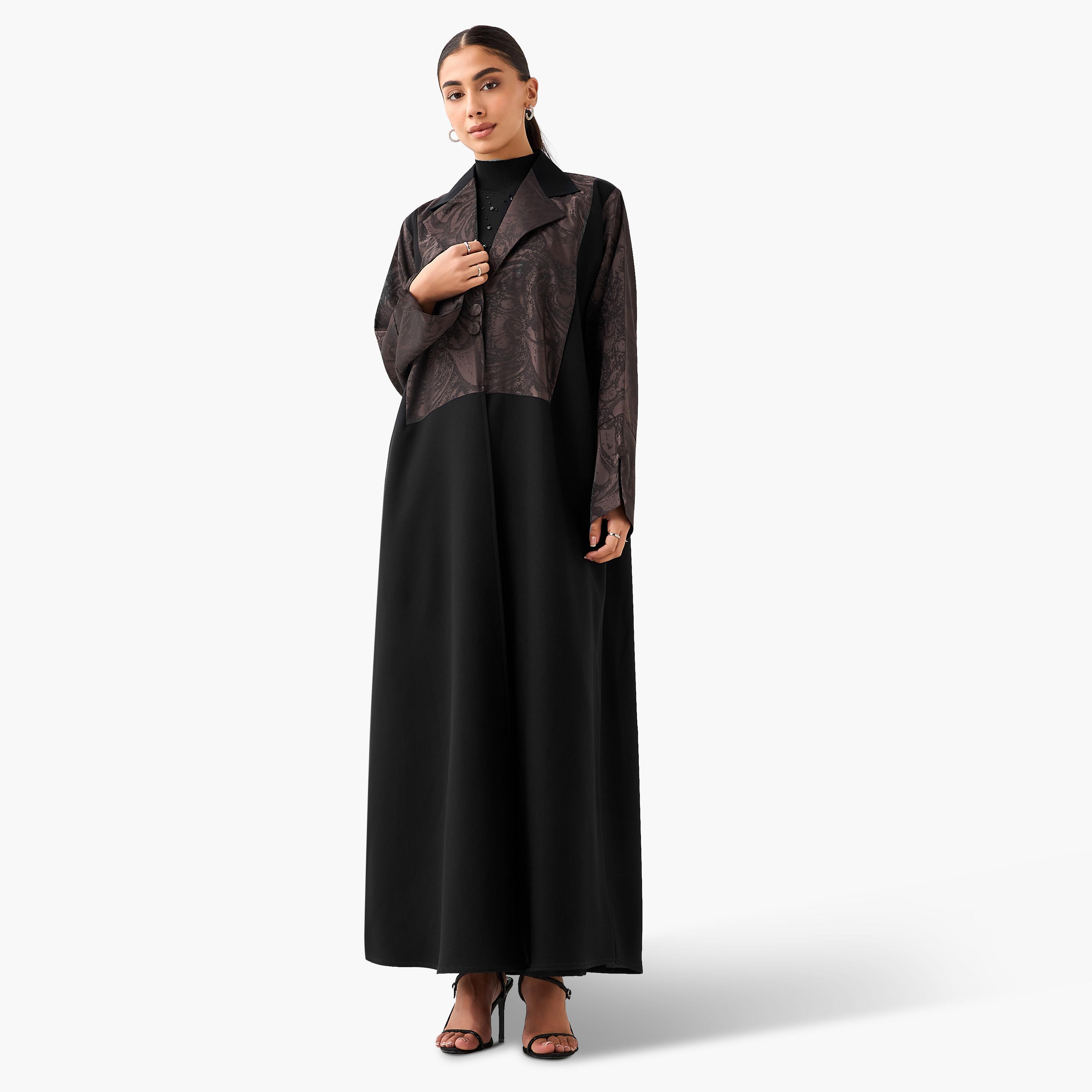 Hadiyath Al Madinah Printed Abaya with Hijab-women-arabicclothing-abayas-image-2