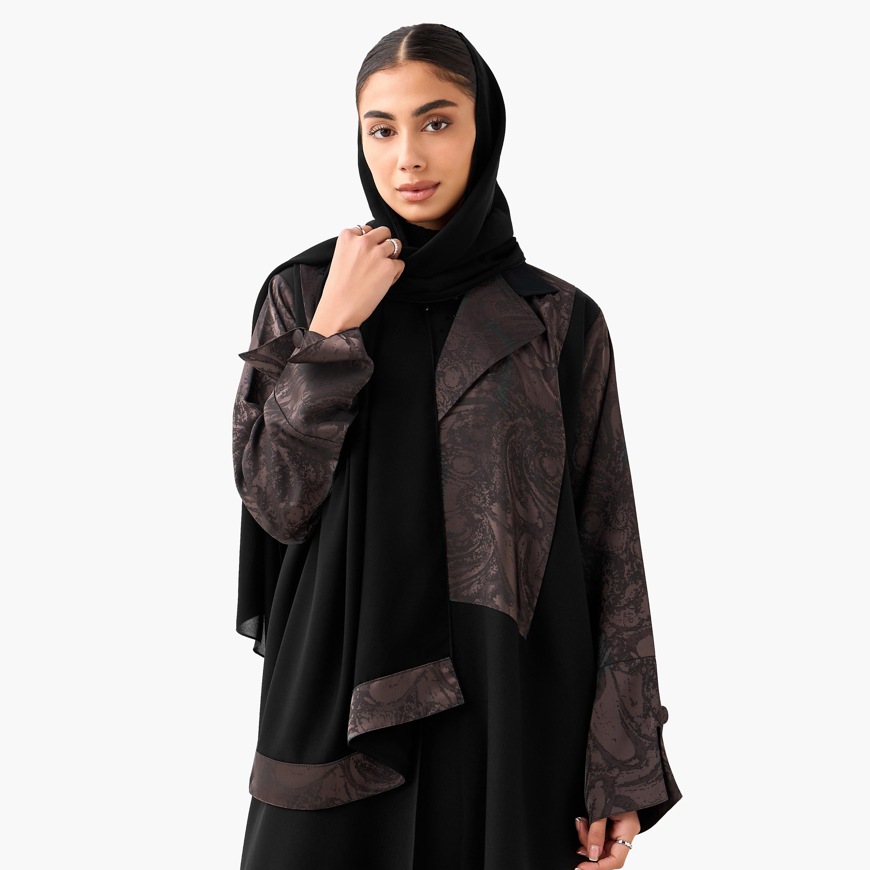 Hadiyath Al Madinah Printed Abaya with Hijab-women-arabicclothing-abayas-image-4