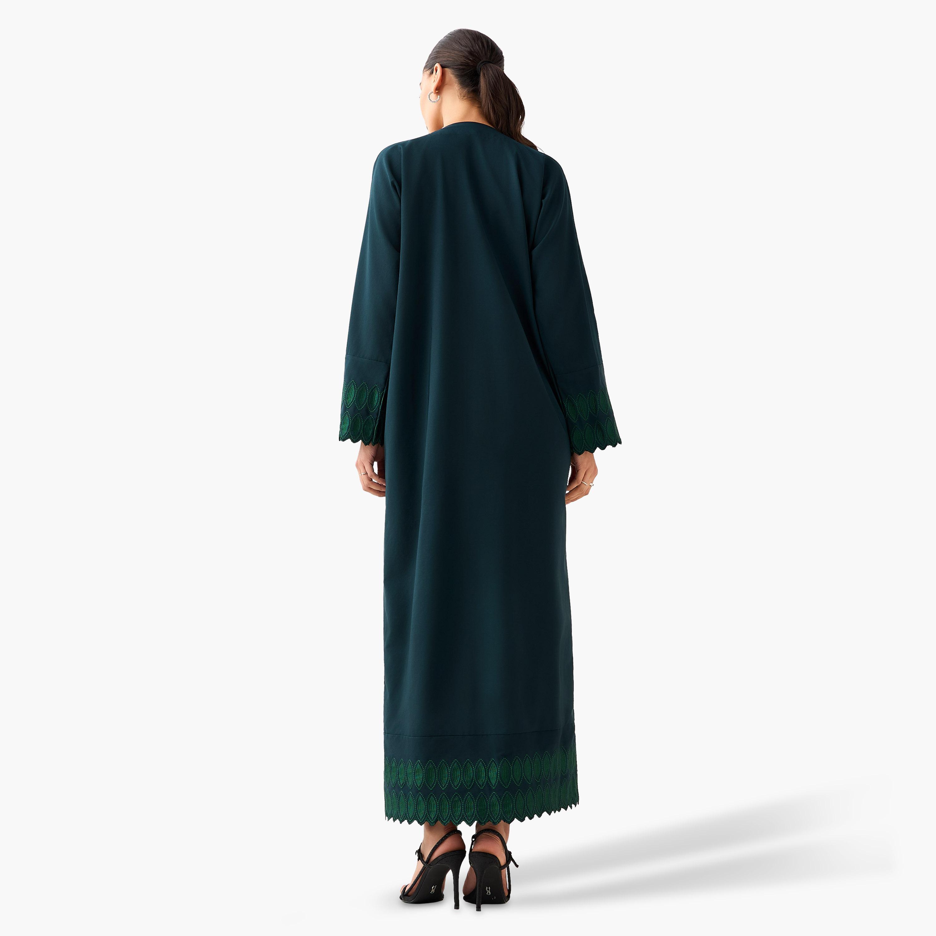Hadiyath Al Madinah Embroidered Abaya with Hijab-women-arabicclothing-abayas-image-5