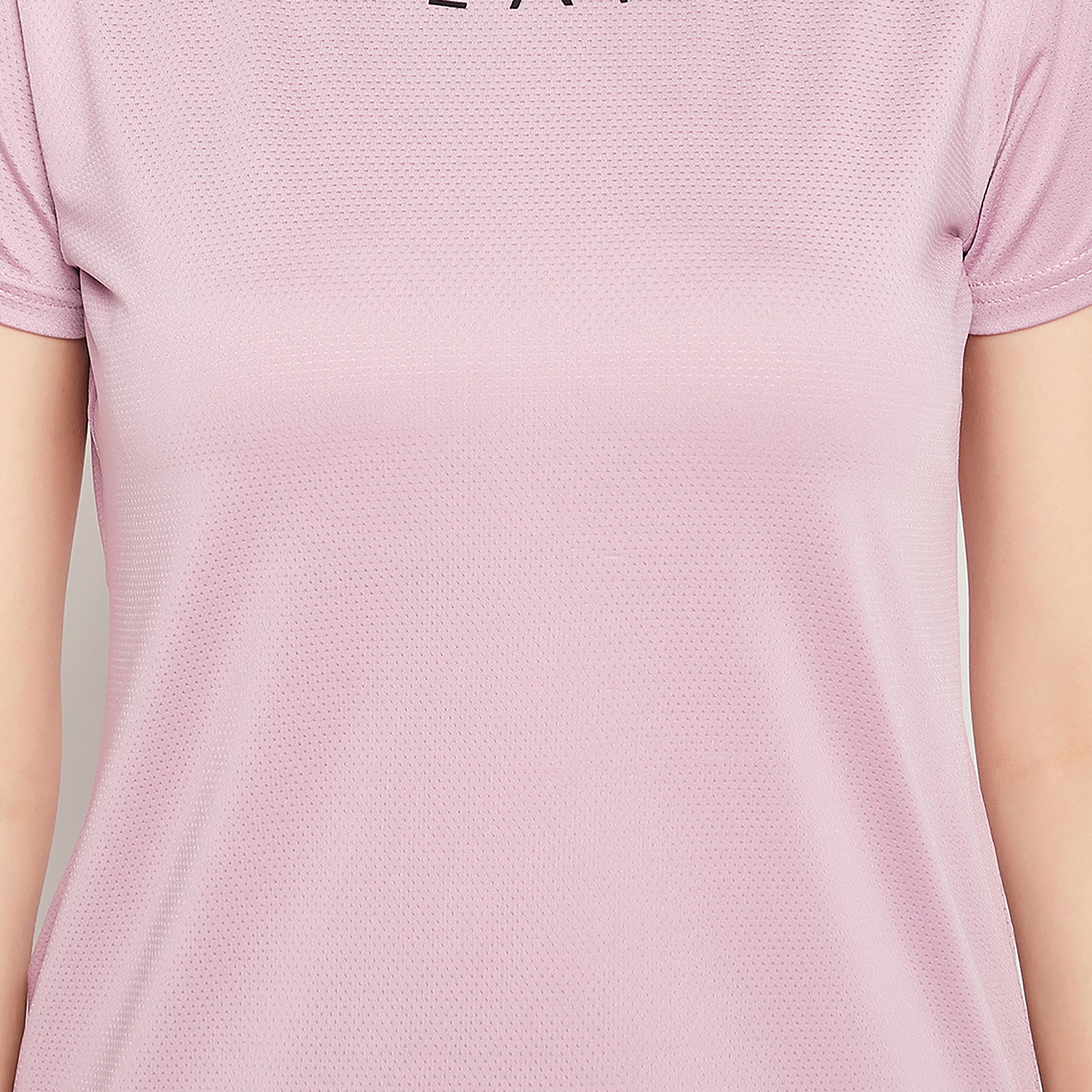 Clovia Comfort-Fit Text Print Women's Active T-Shirt in Lavender-women-clothing-tshirts-image-6
