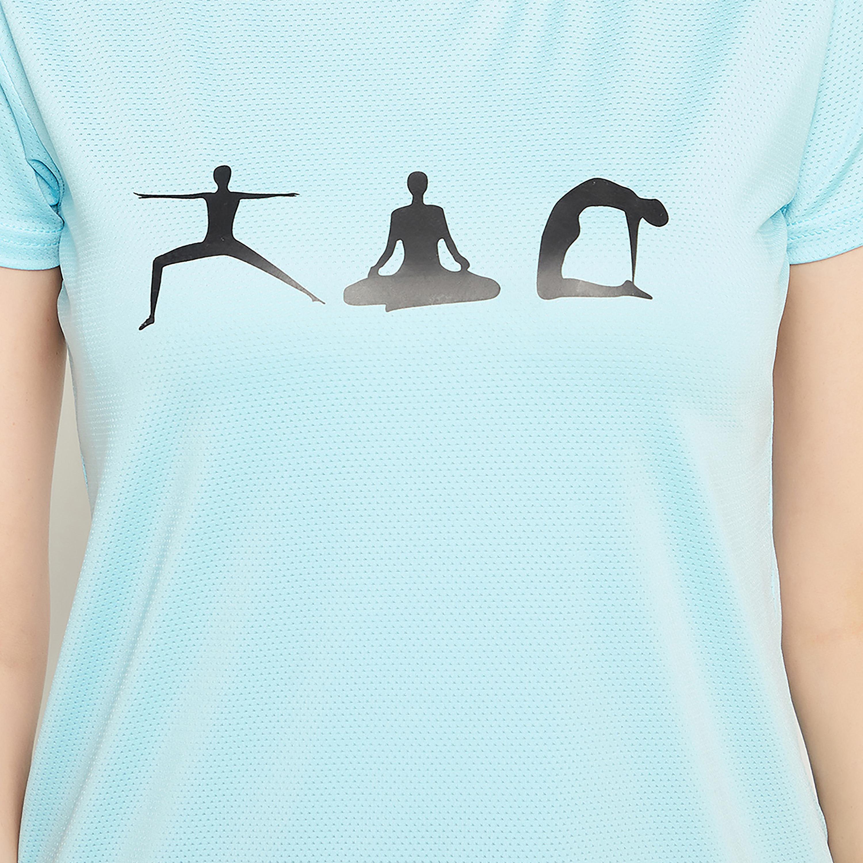 Clovia Comfort Fit Graphic Print Women's Active T-Shirt in Sky Blue-women-clothing-tshirts-image-6